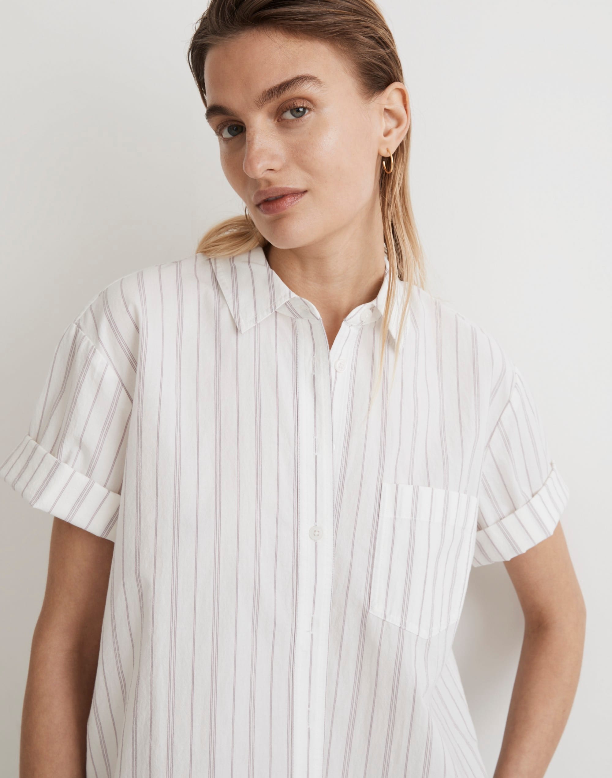 Signature Poplin Short-Sleeve Button-Down Shirt