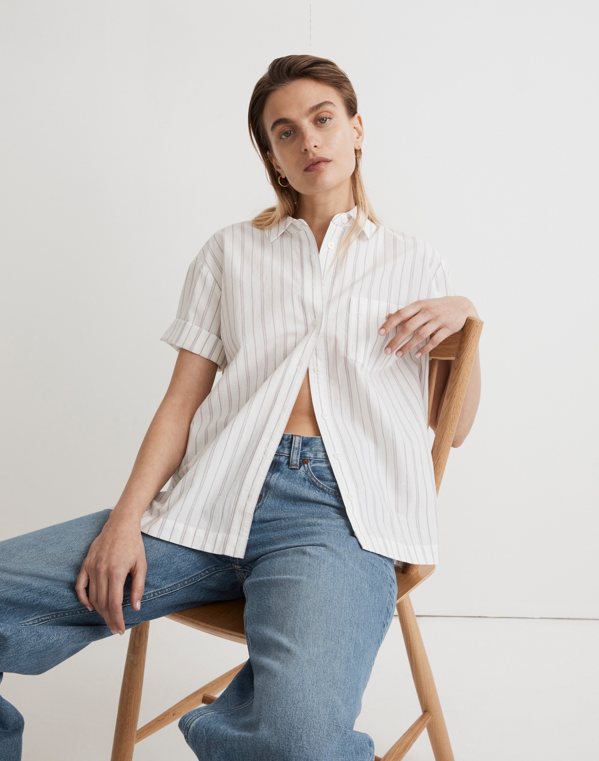 Signature Poplin Short-Sleeve Button-Down Shirt