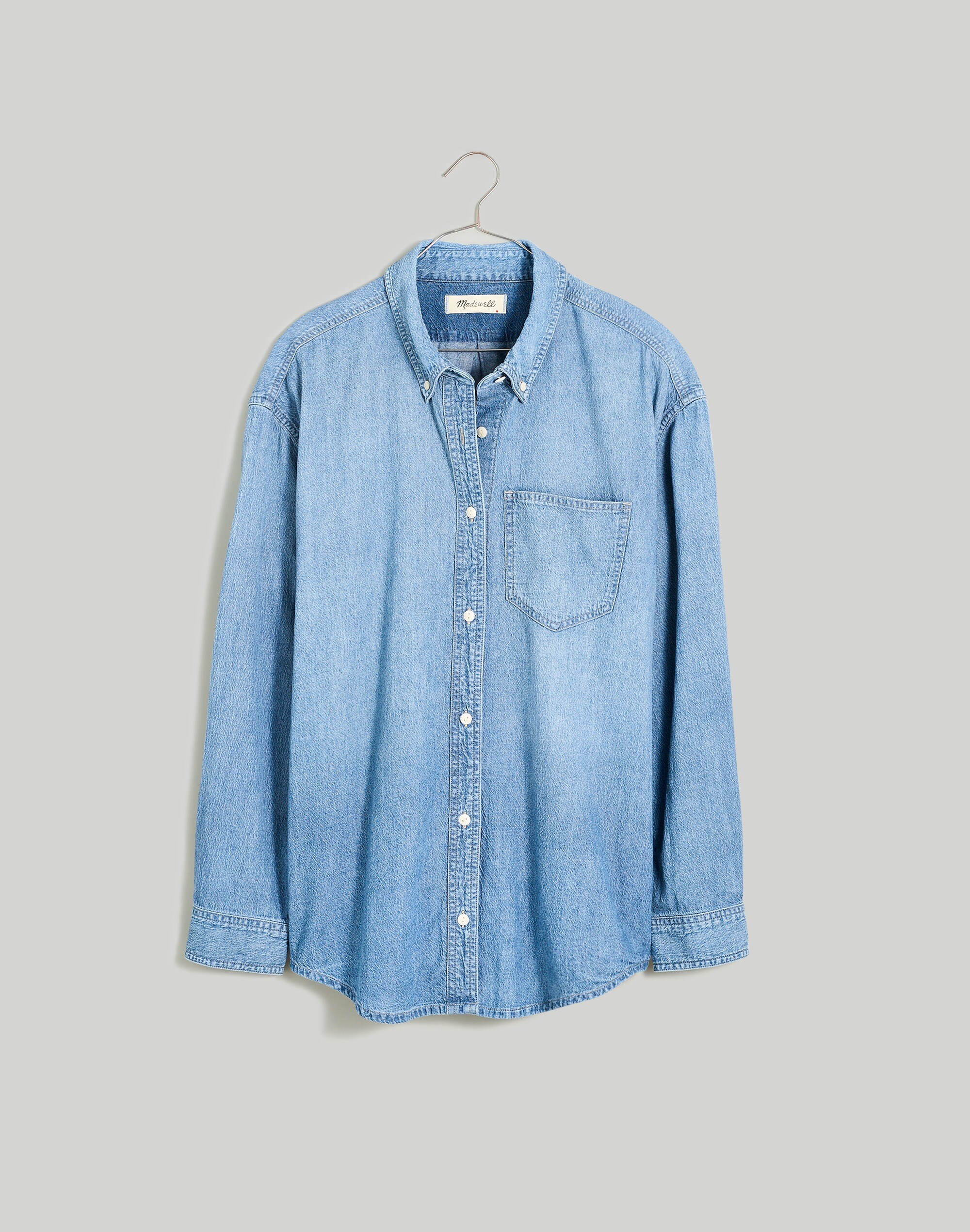 Denim Button-Down Collar Oversized Shirt