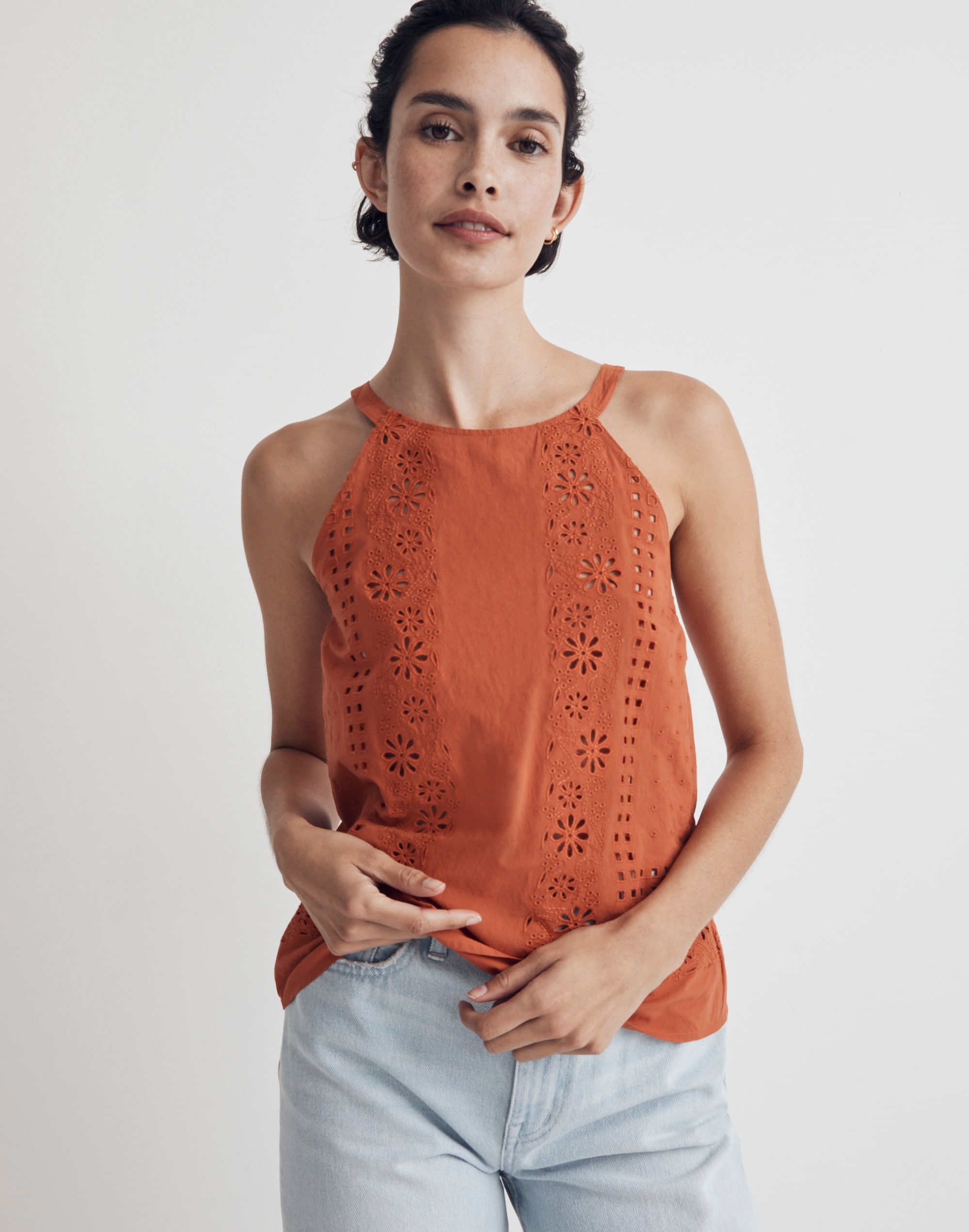 eyelet a-line halter top
