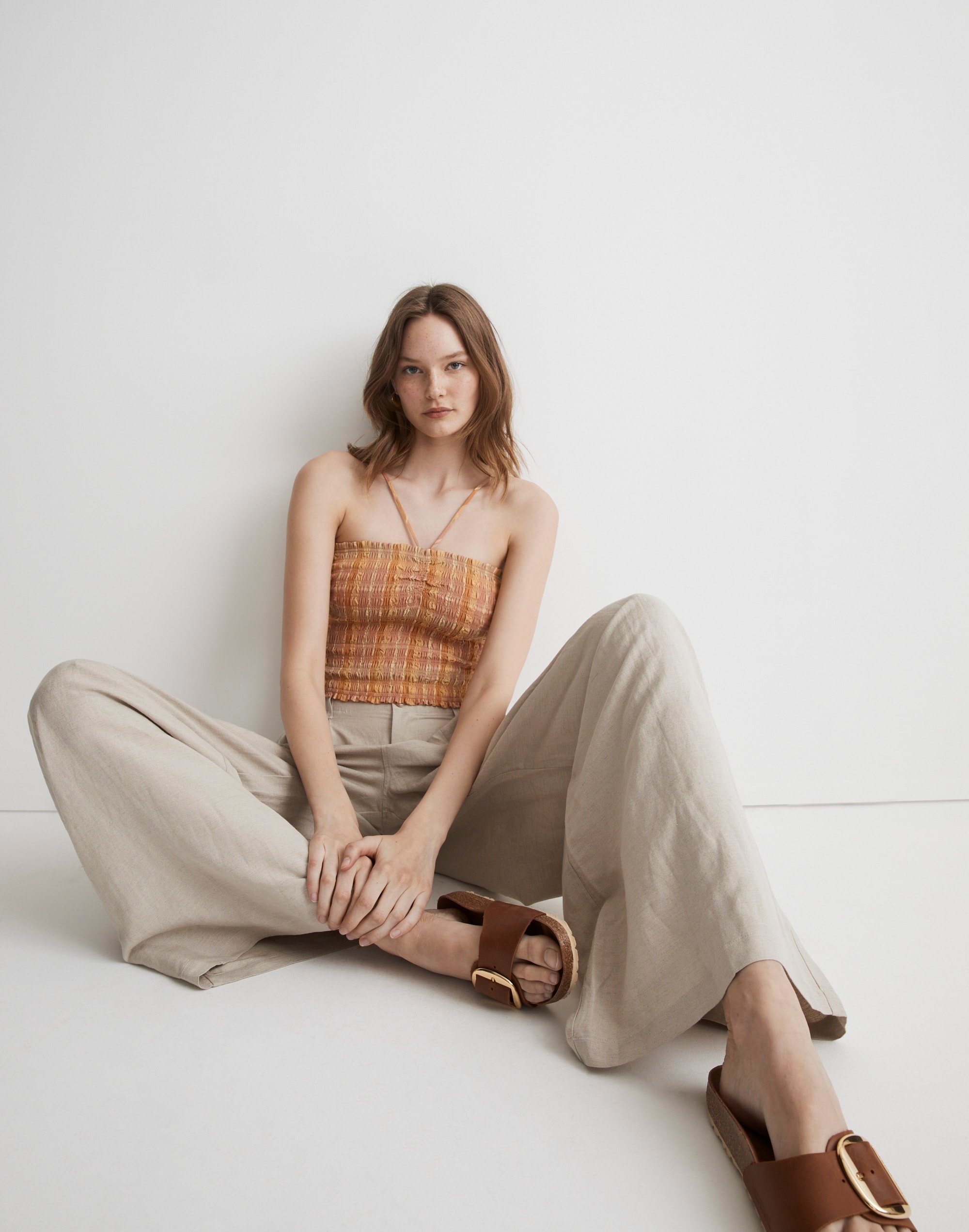 Poplin Smocked Halter Crop Top