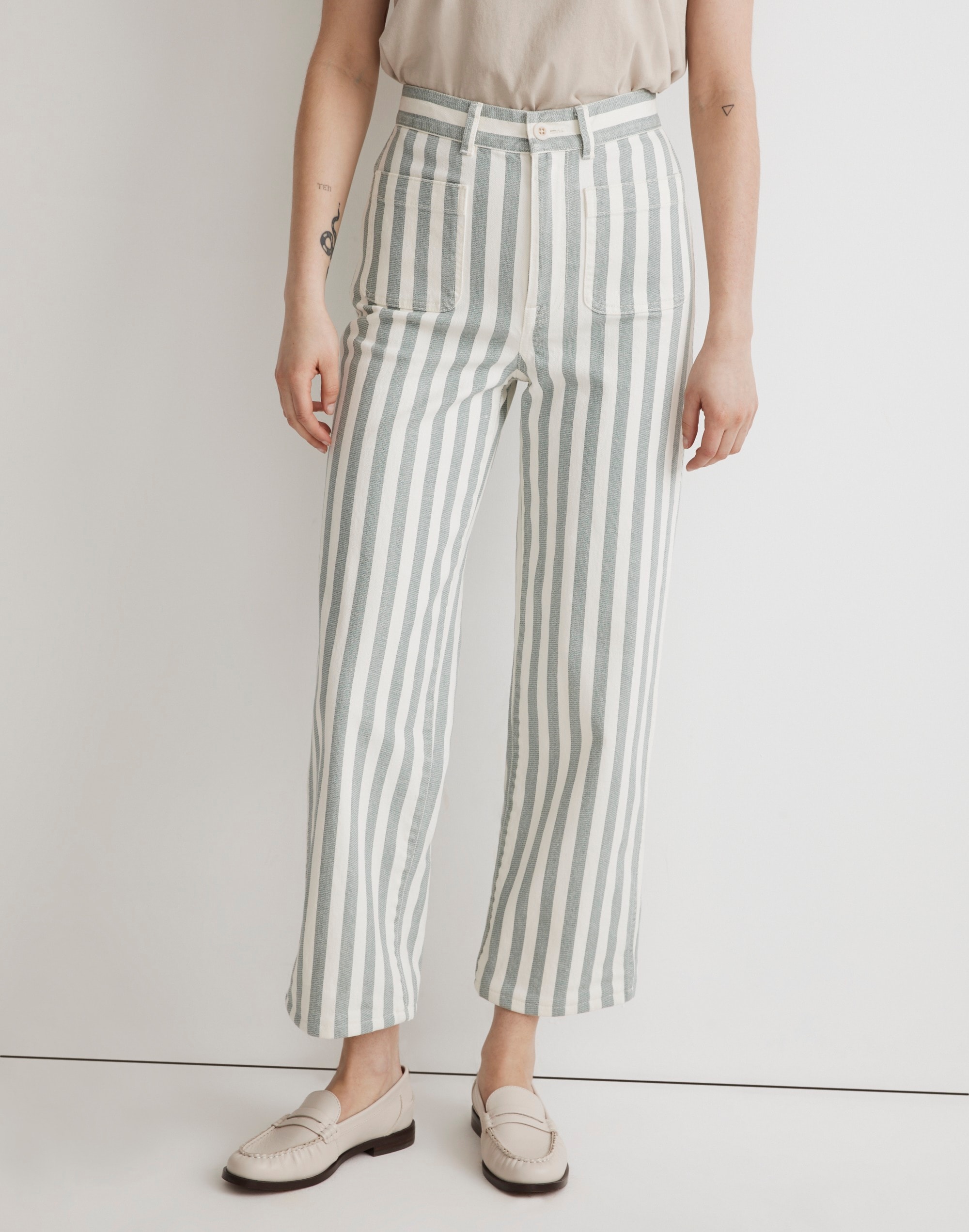 Emmett 2.0 Wide-Leg Crop Pants in Stripe: Patch-Pocket Edition