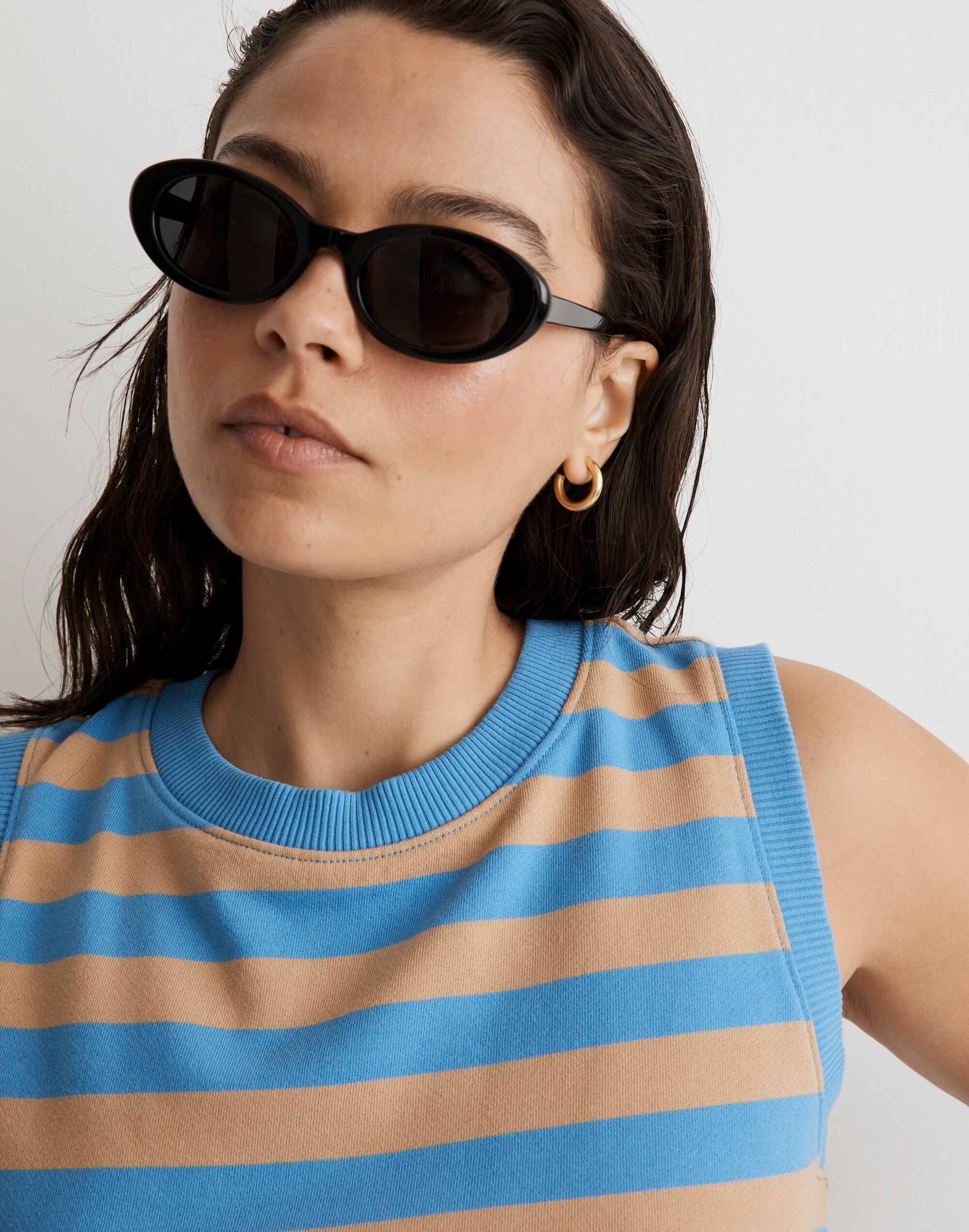 Terry Crop Tank Top in Stripe