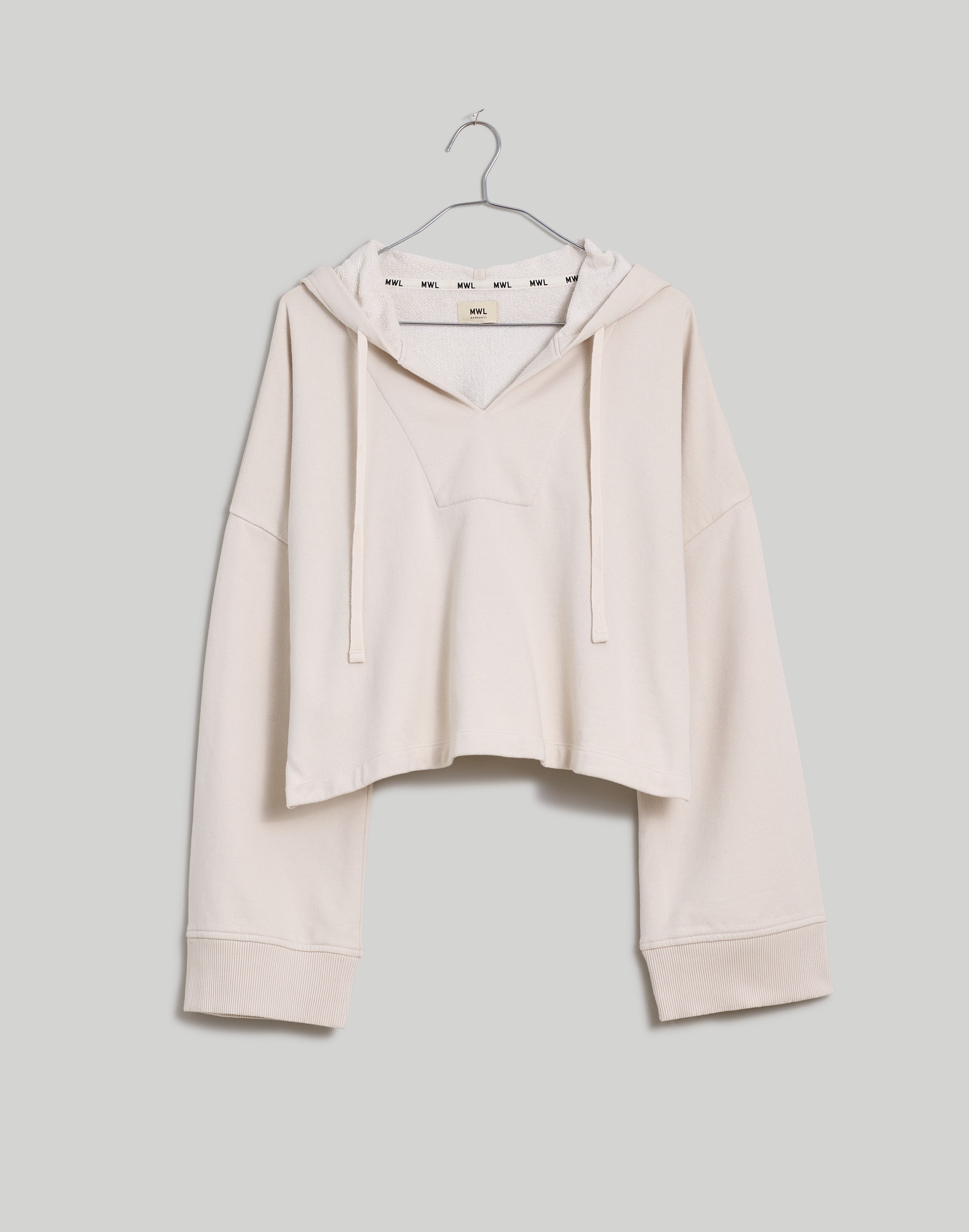 Terry Drawstring Crop Hoodie