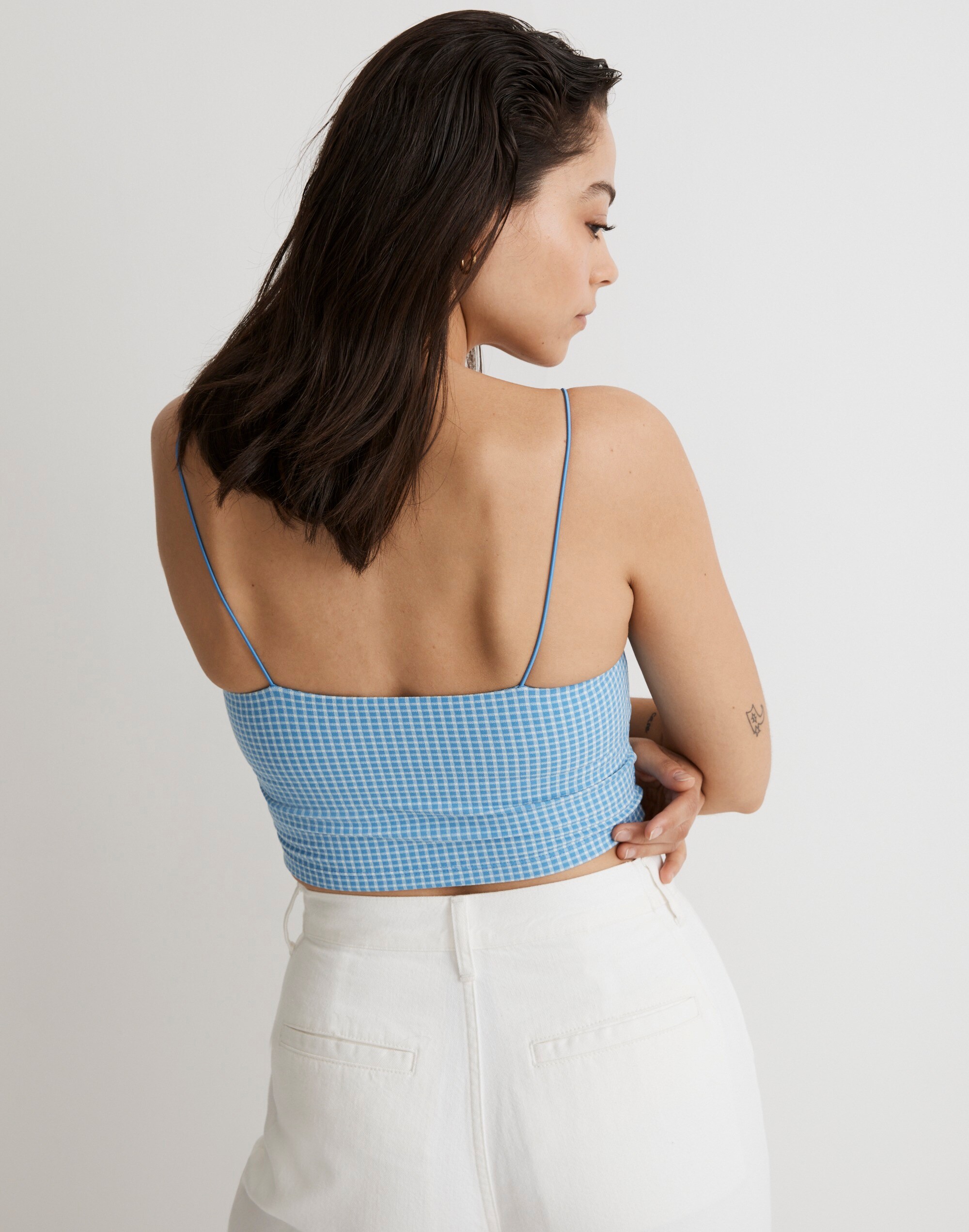 Flex Sweetheart Crop Tank Top in Gingham