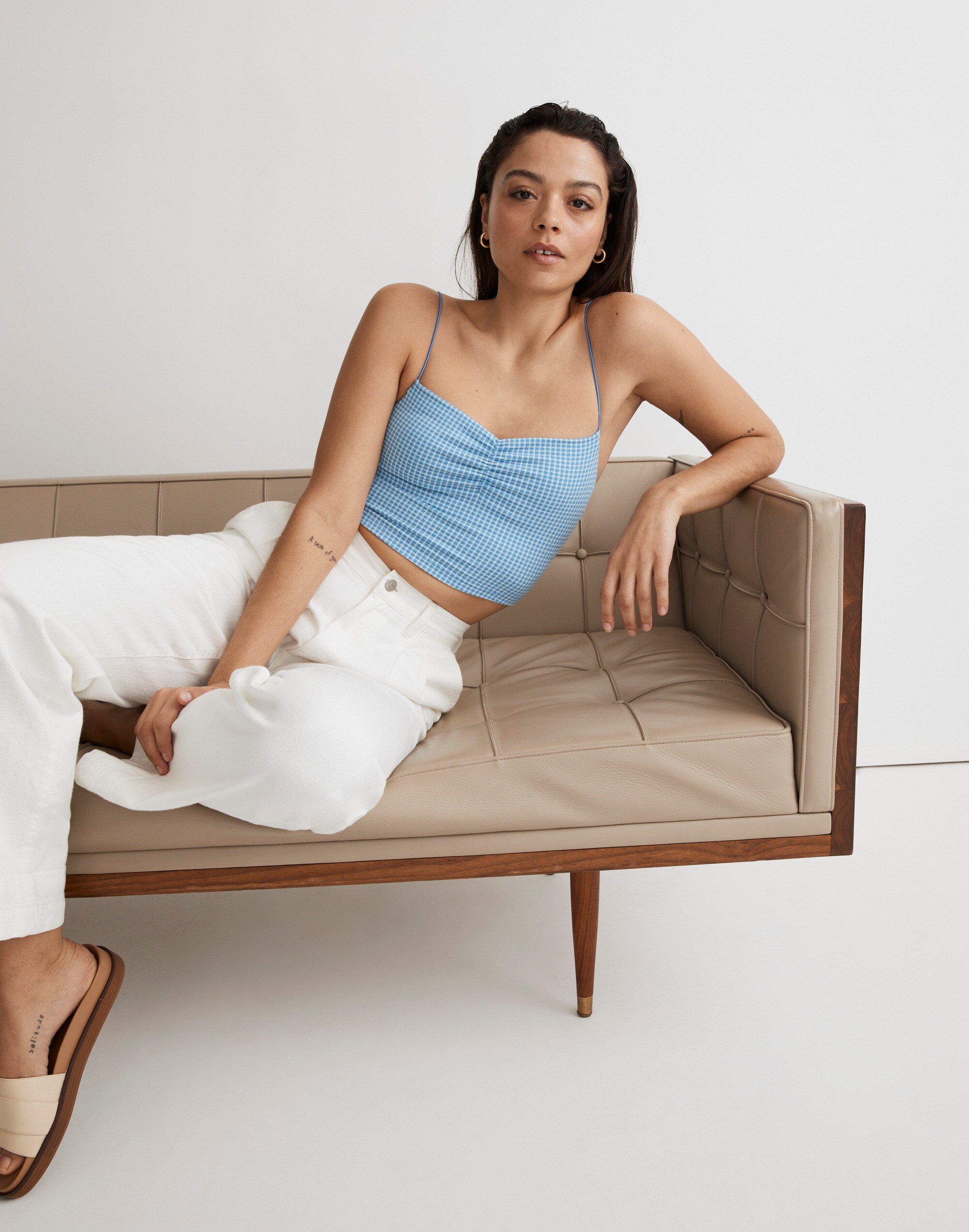 Flex Sweetheart Crop Tank Top in Gingham