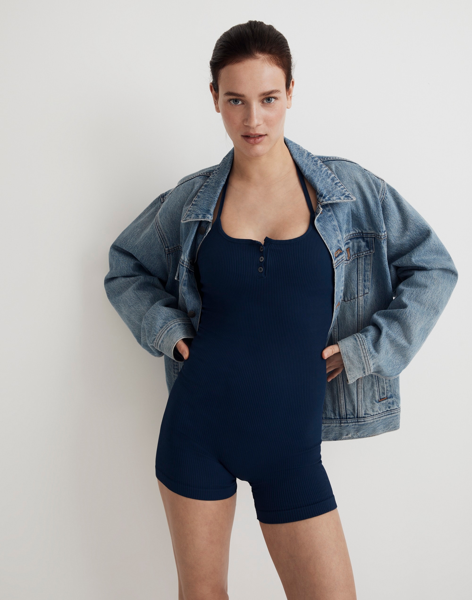 Seamless Halter Biker Unitard