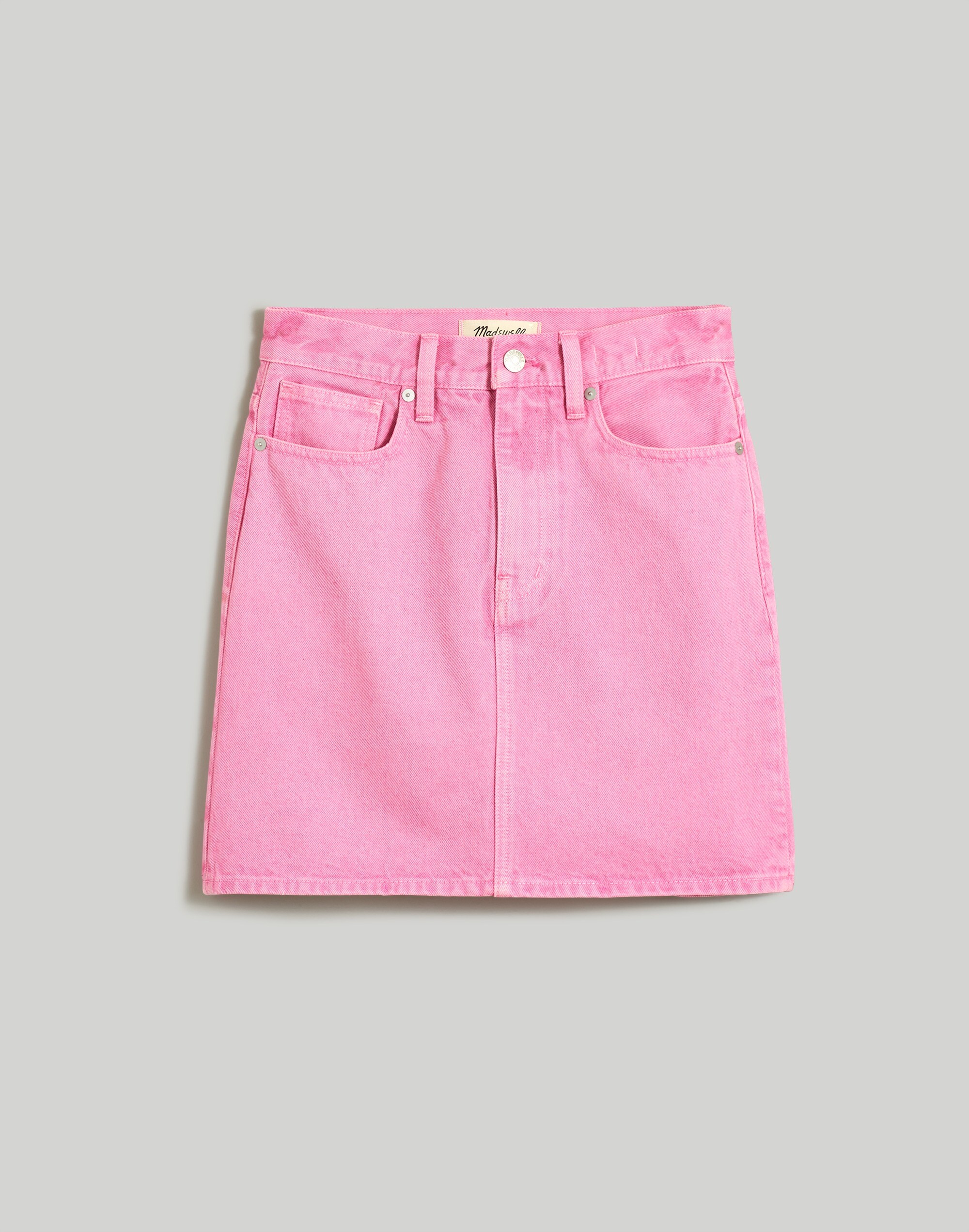 Denim Mini Skirt in Retro Pink