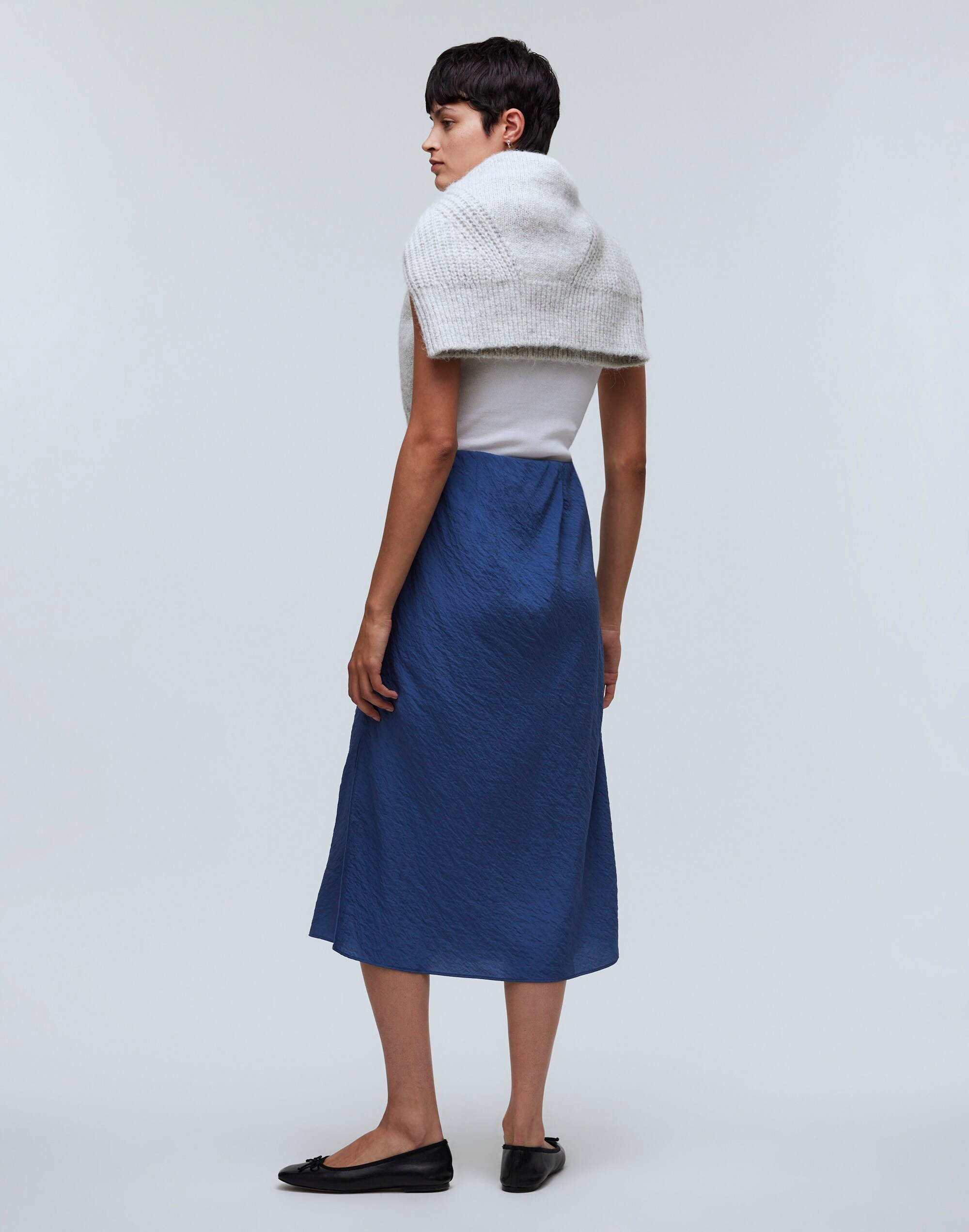 The Layton Midi Slip Skirt in curfew image 4