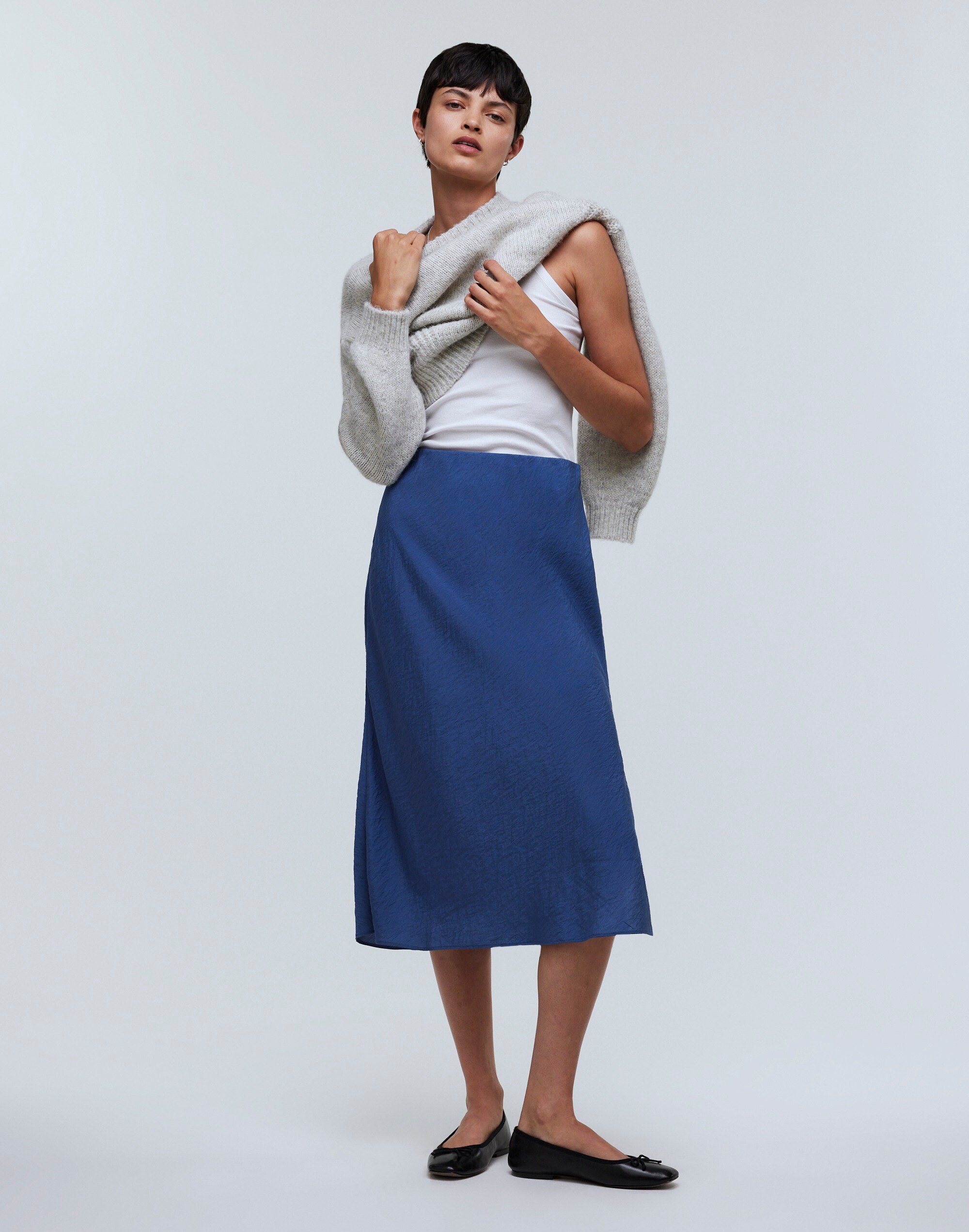 The Layton Midi Slip Skirt in curfew image 1