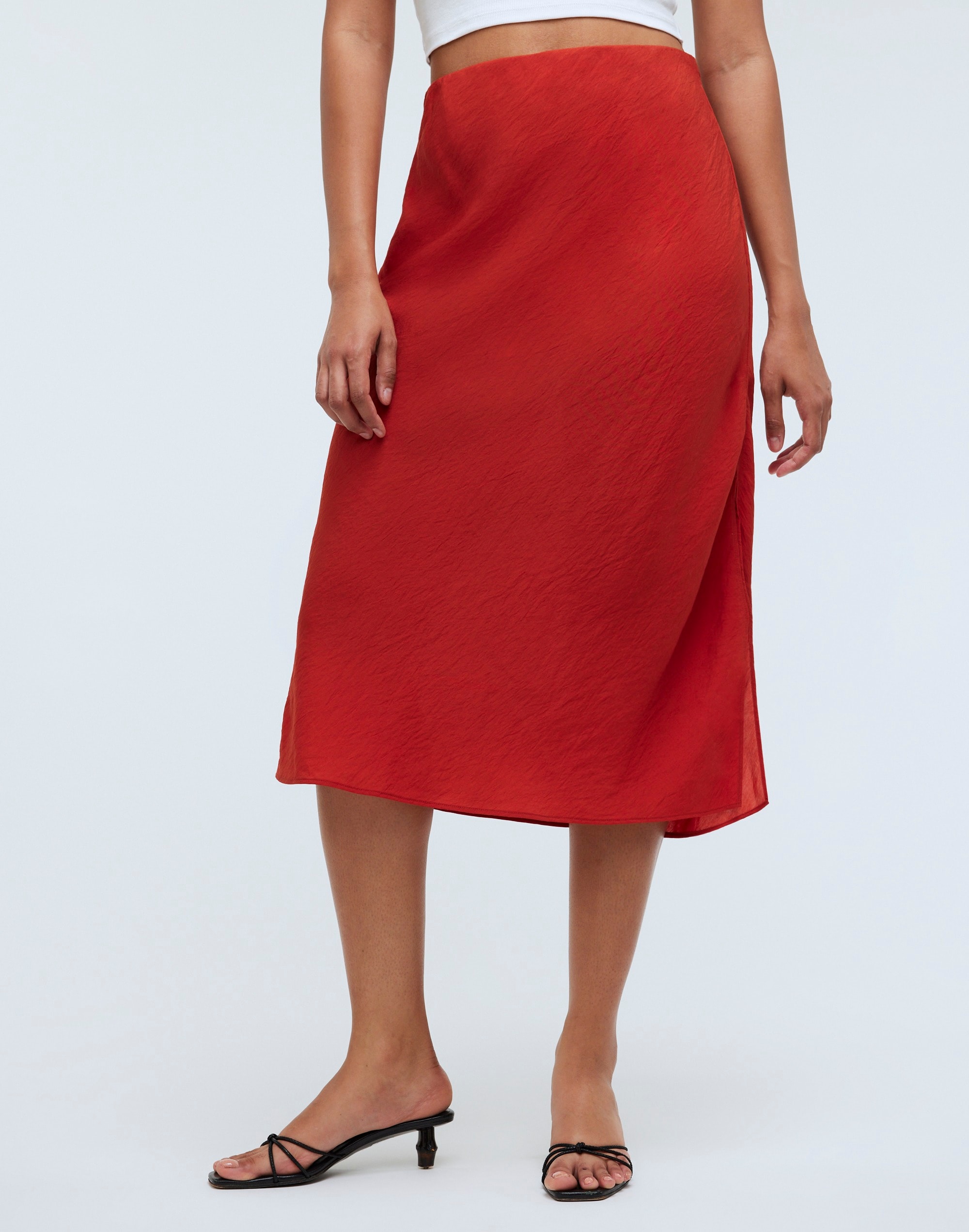 Shop Mw The Layton Midi Slip Skirt In Etruscan Clay
