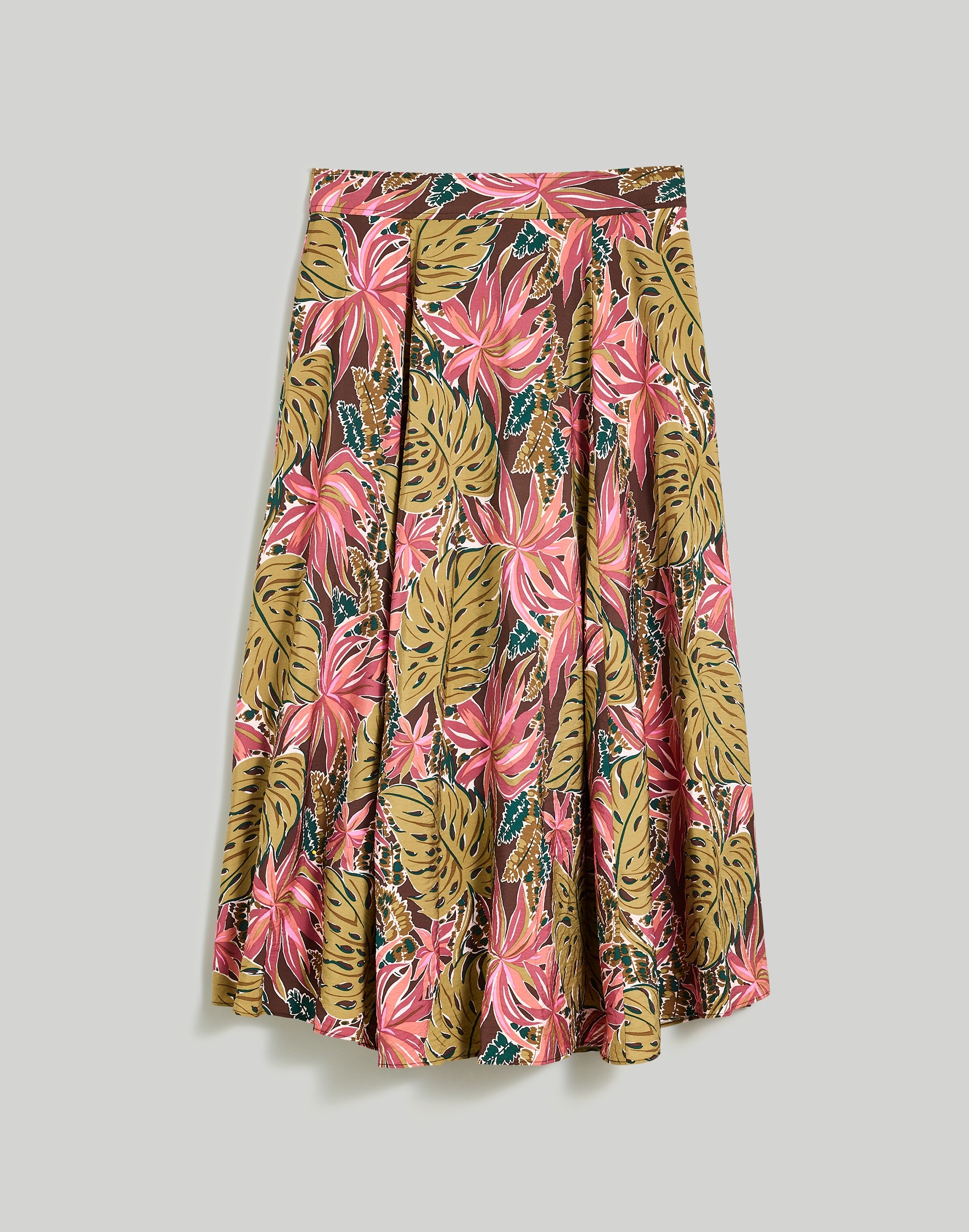 Crinkled Crepe Maxi Skirt in Brushstroke Monstera