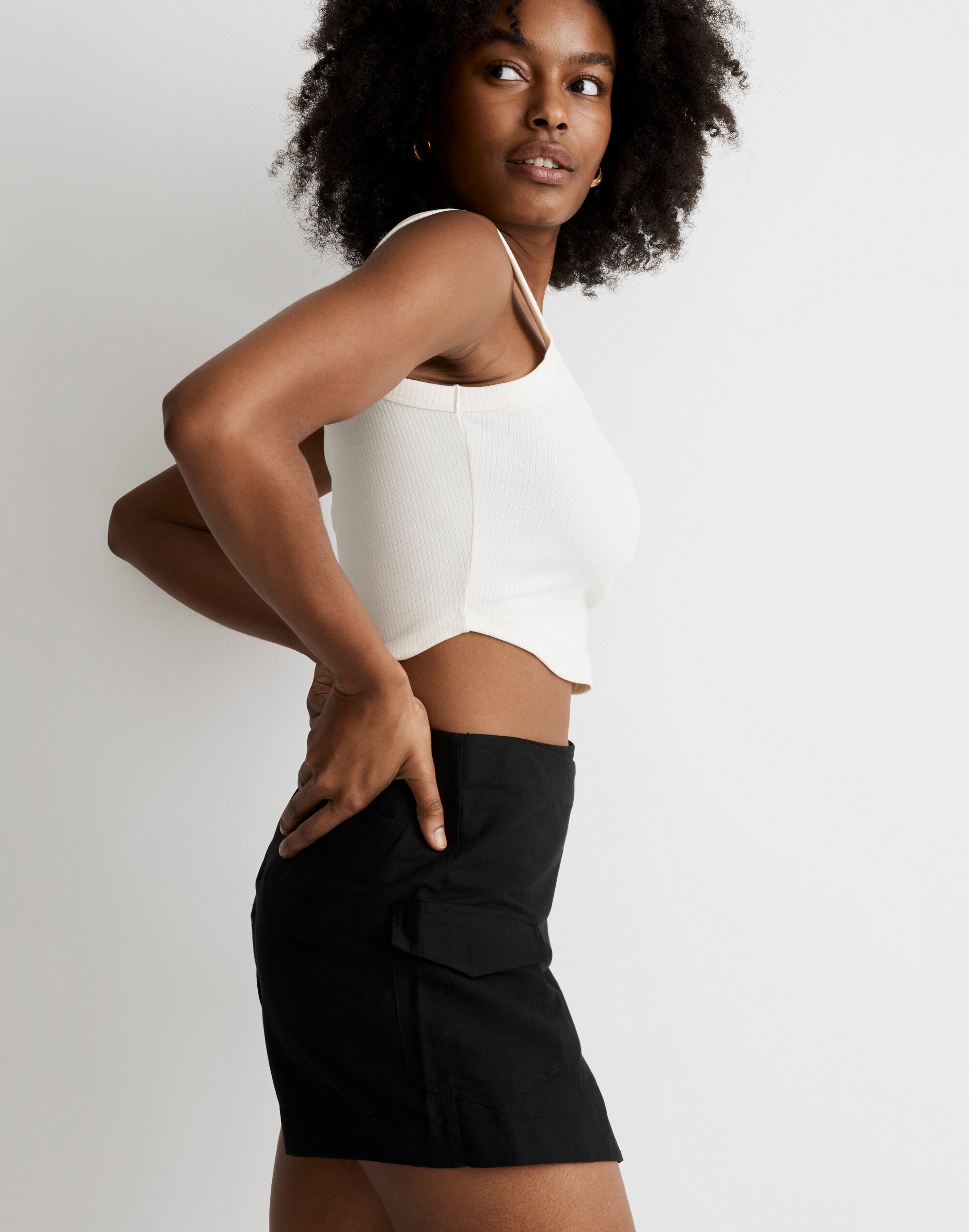 Linen-Cotton Blend Cargo Mini Skort