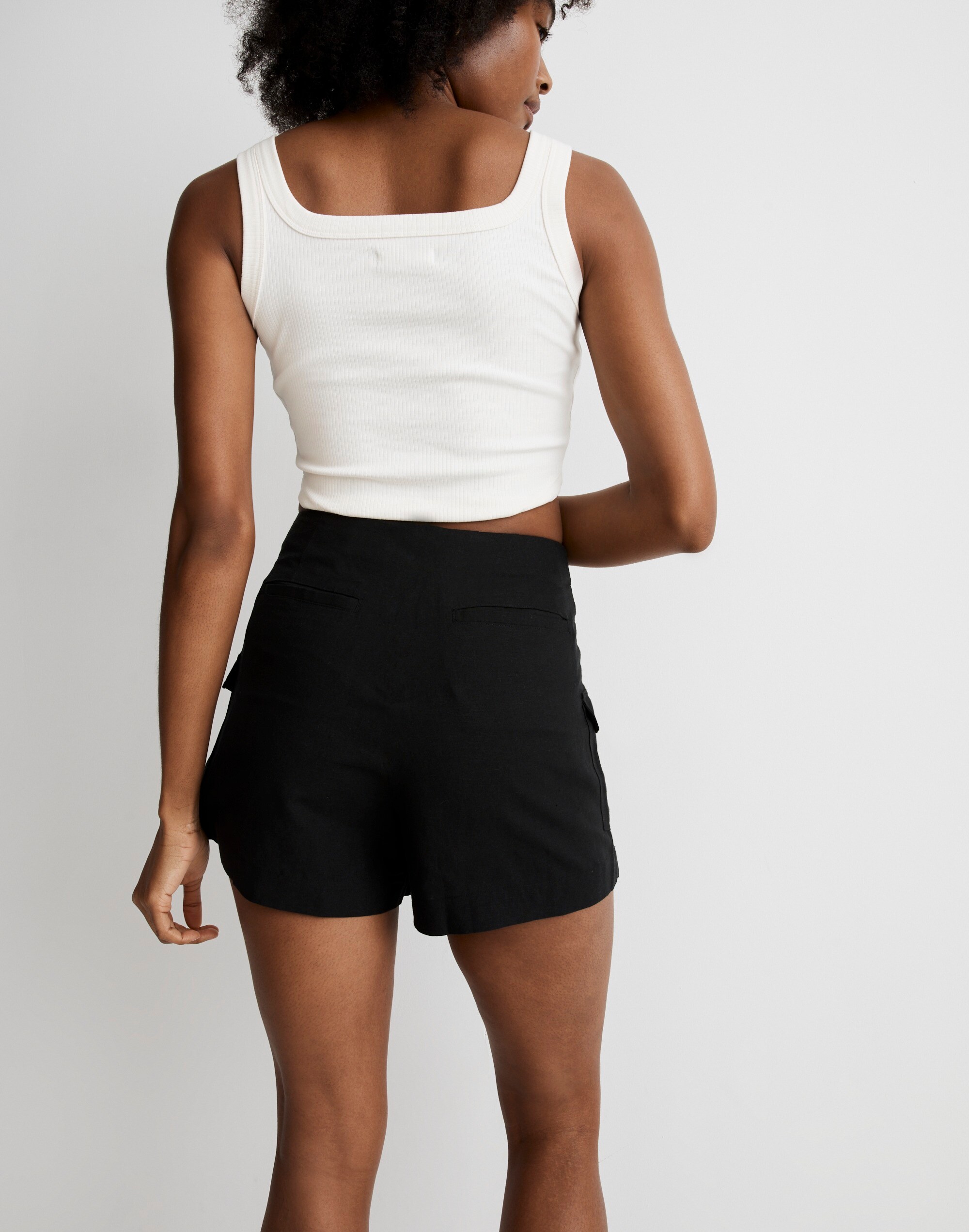 Linen-Cotton Blend Cargo Mini Skort
