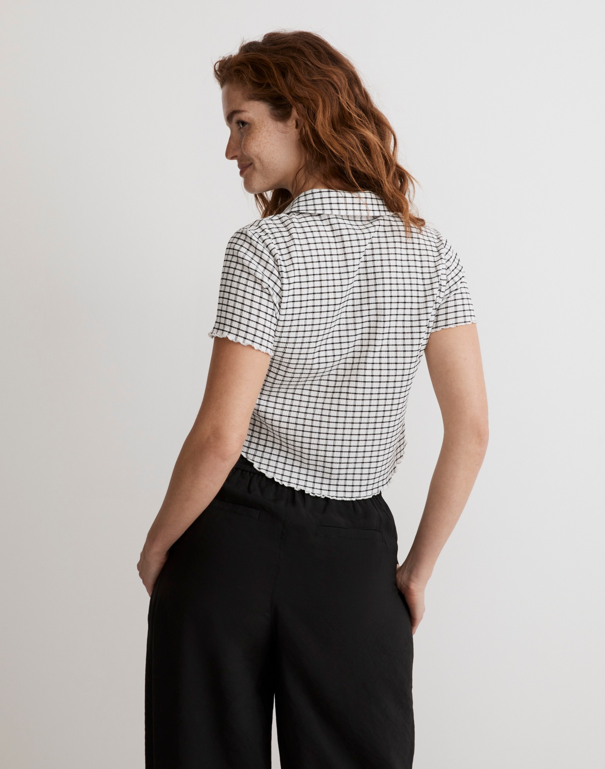 Crinkle Polo Crop Tee