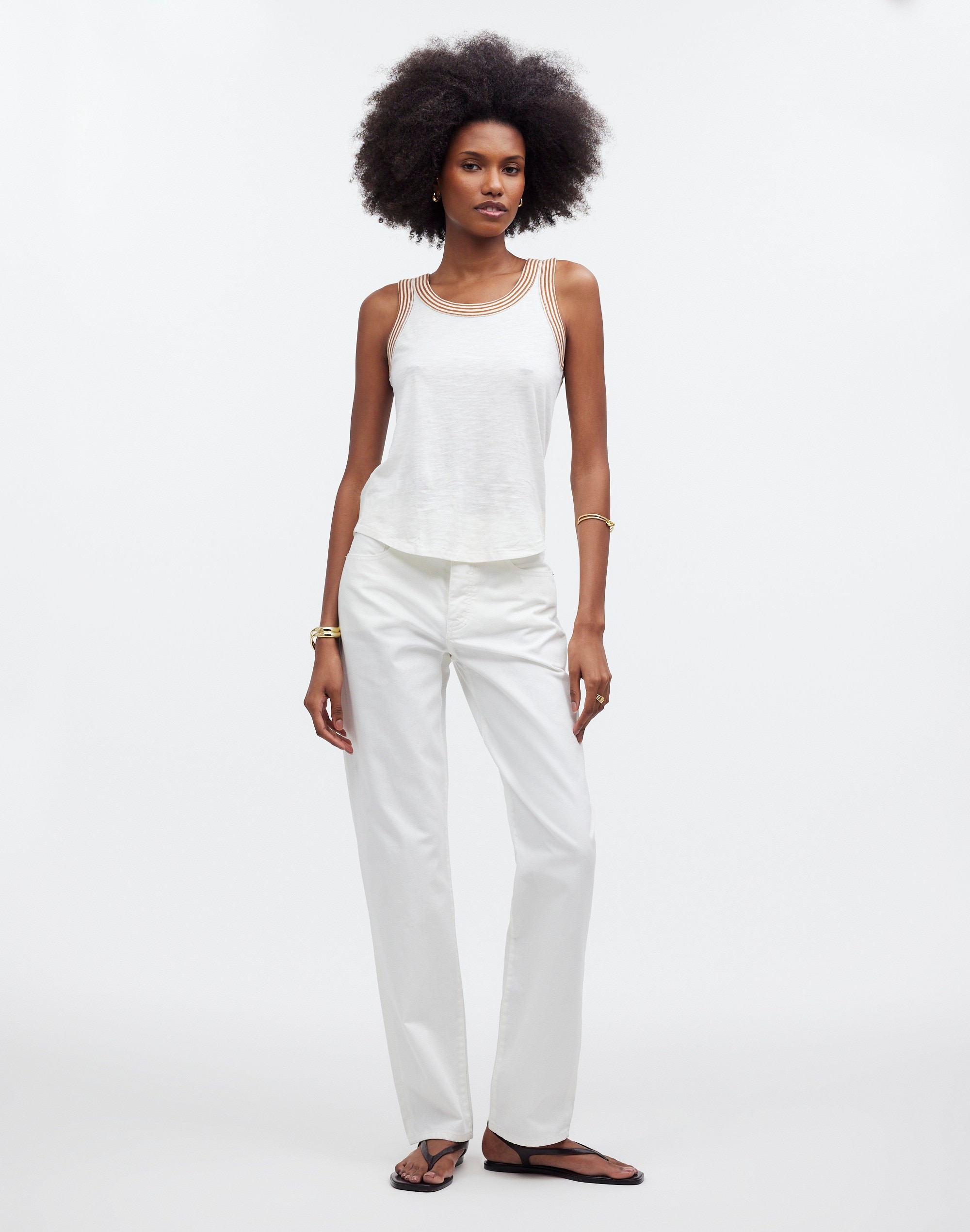 Whisper Cotton Rib-Crewneck Tee in warm coffee image 2