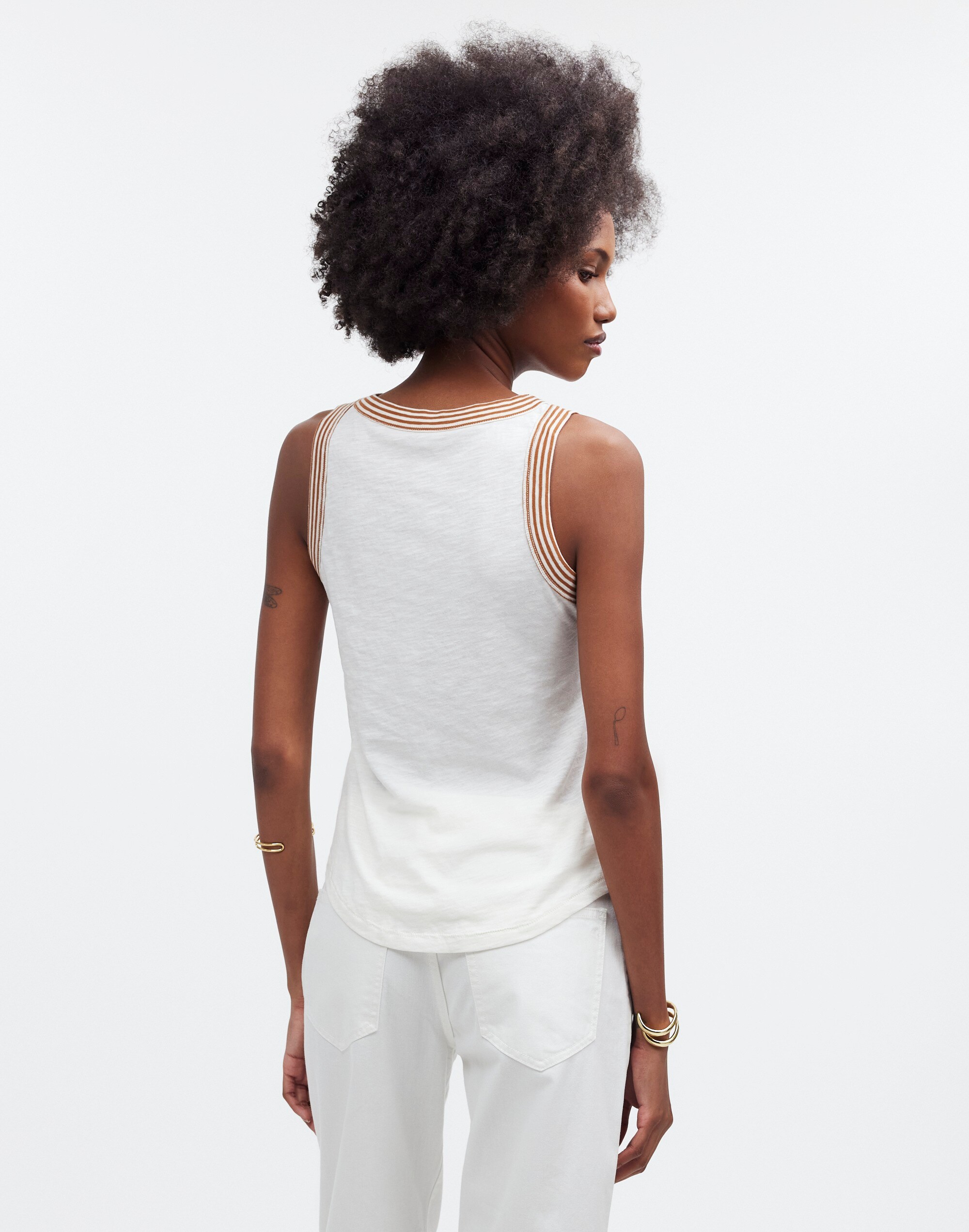 Whisper Cotton Rib-Crewneck Tee in warm coffee image 4