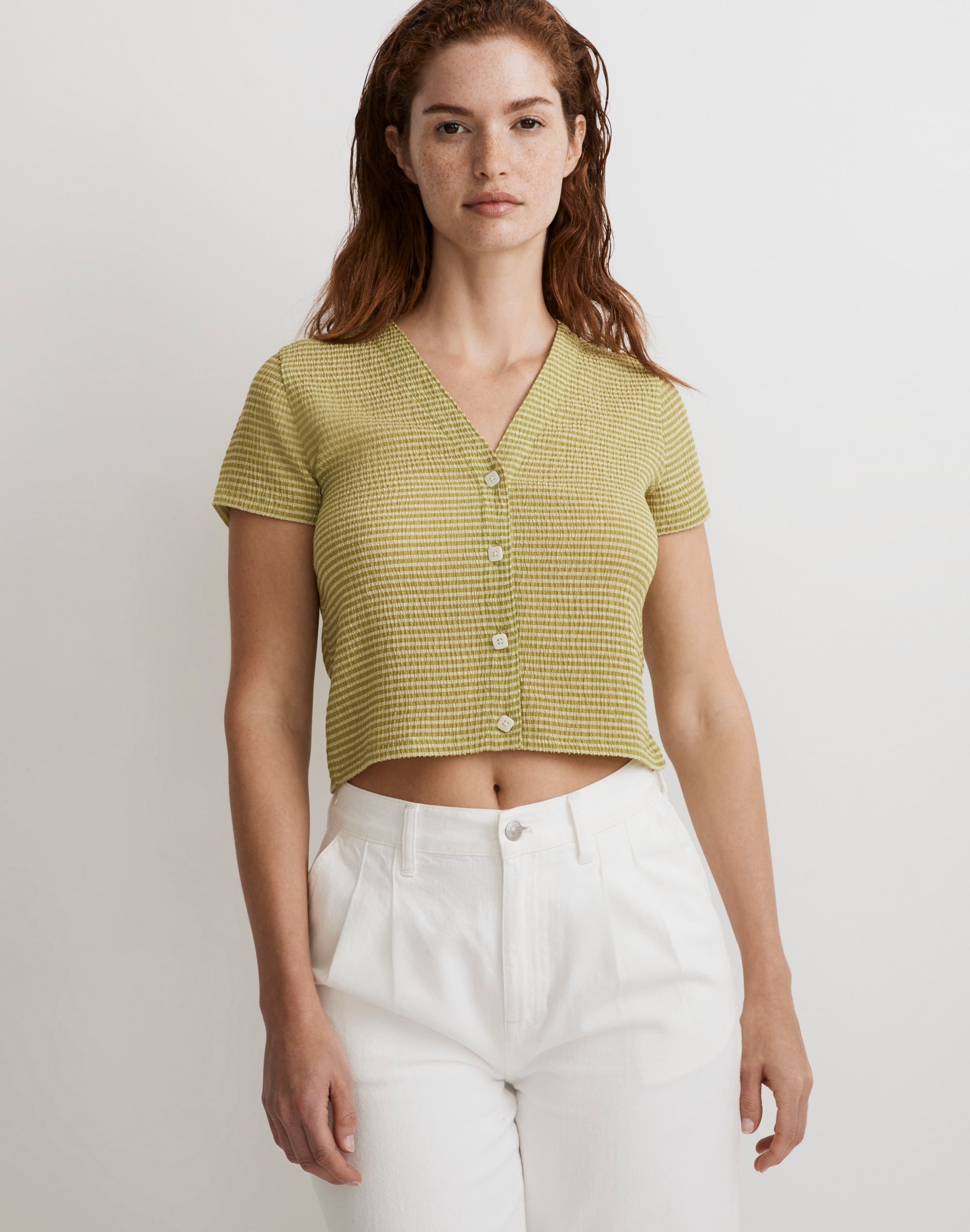 button-front crop cardigan