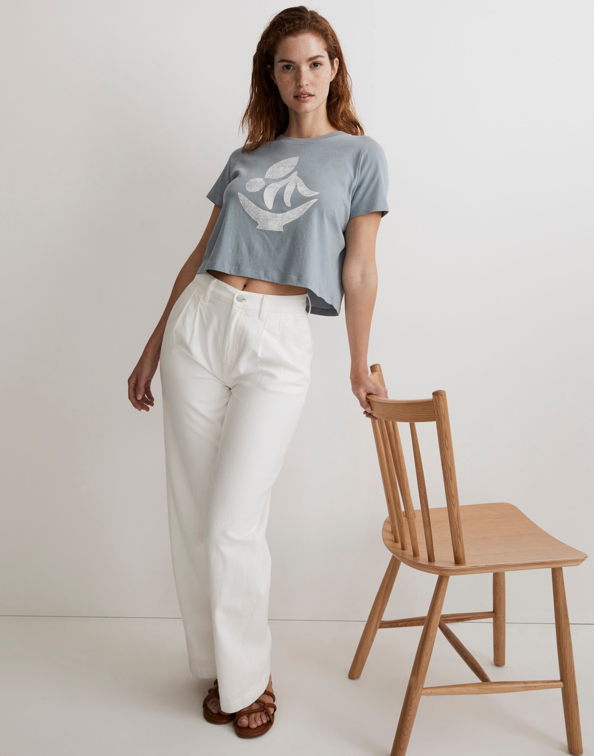 Fruit Bowl Graphic Softfade Cotton Boxy-Crop Tee