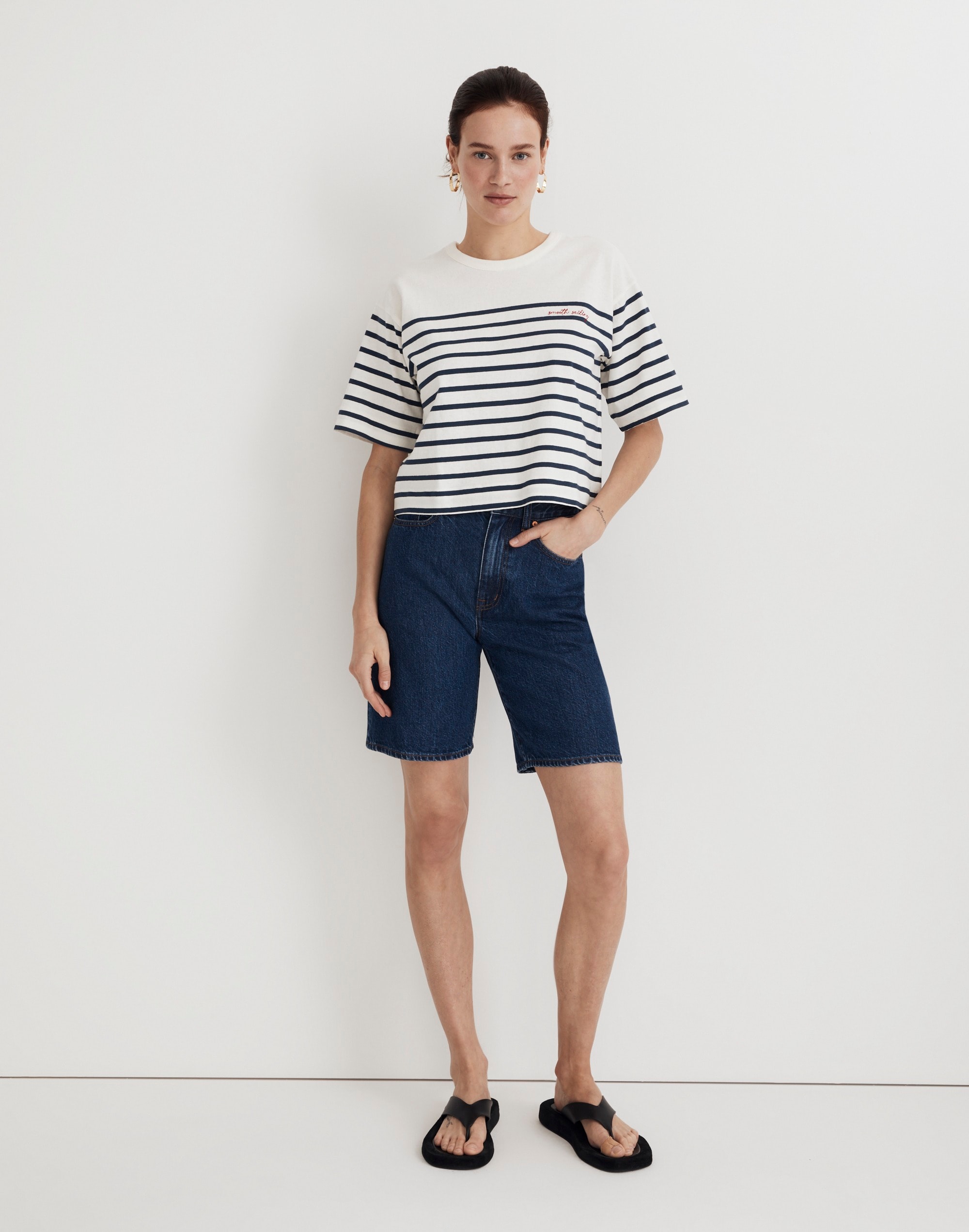 smooth sailing embroidered tee