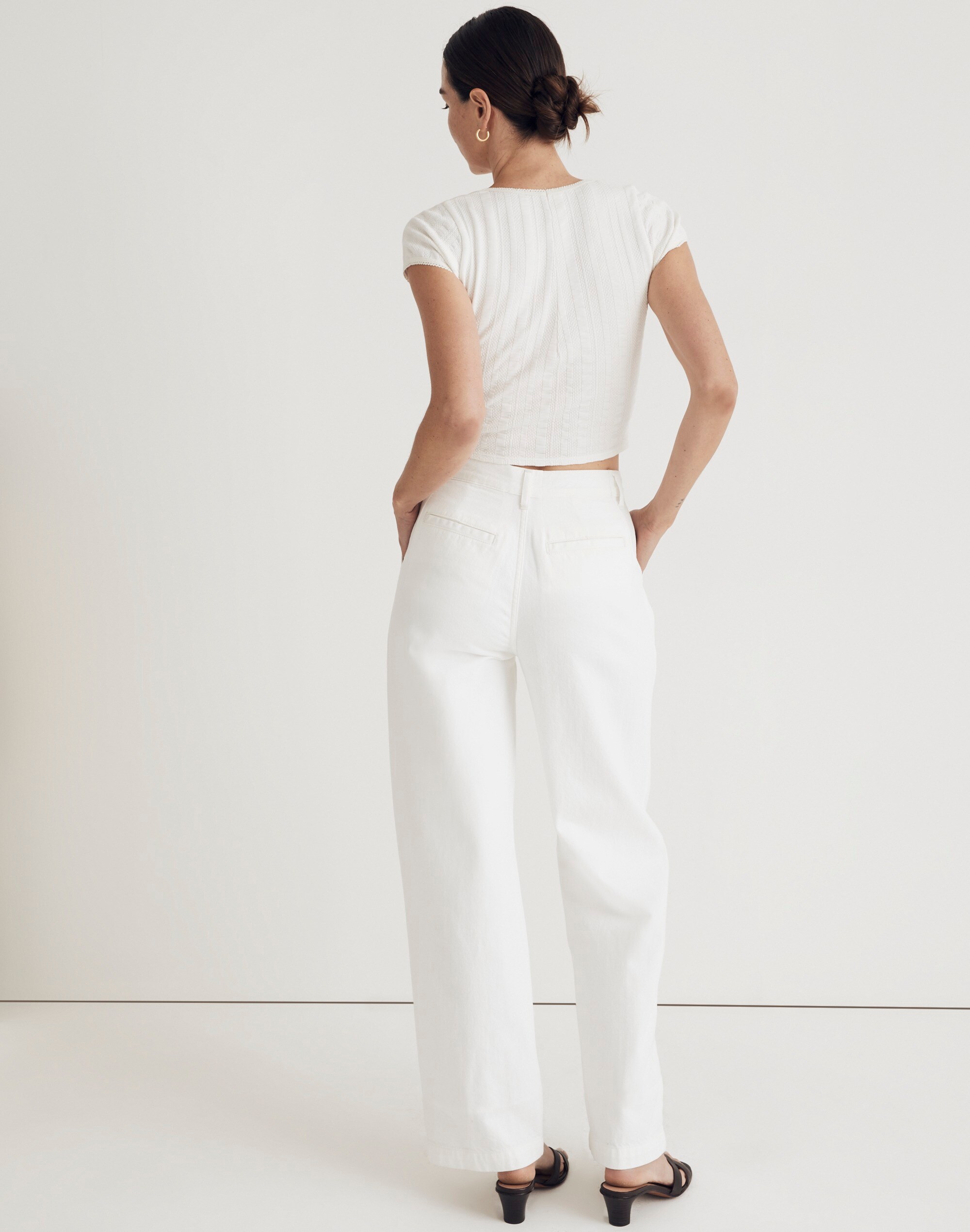 Pointelle Scoopneck Crop Tee