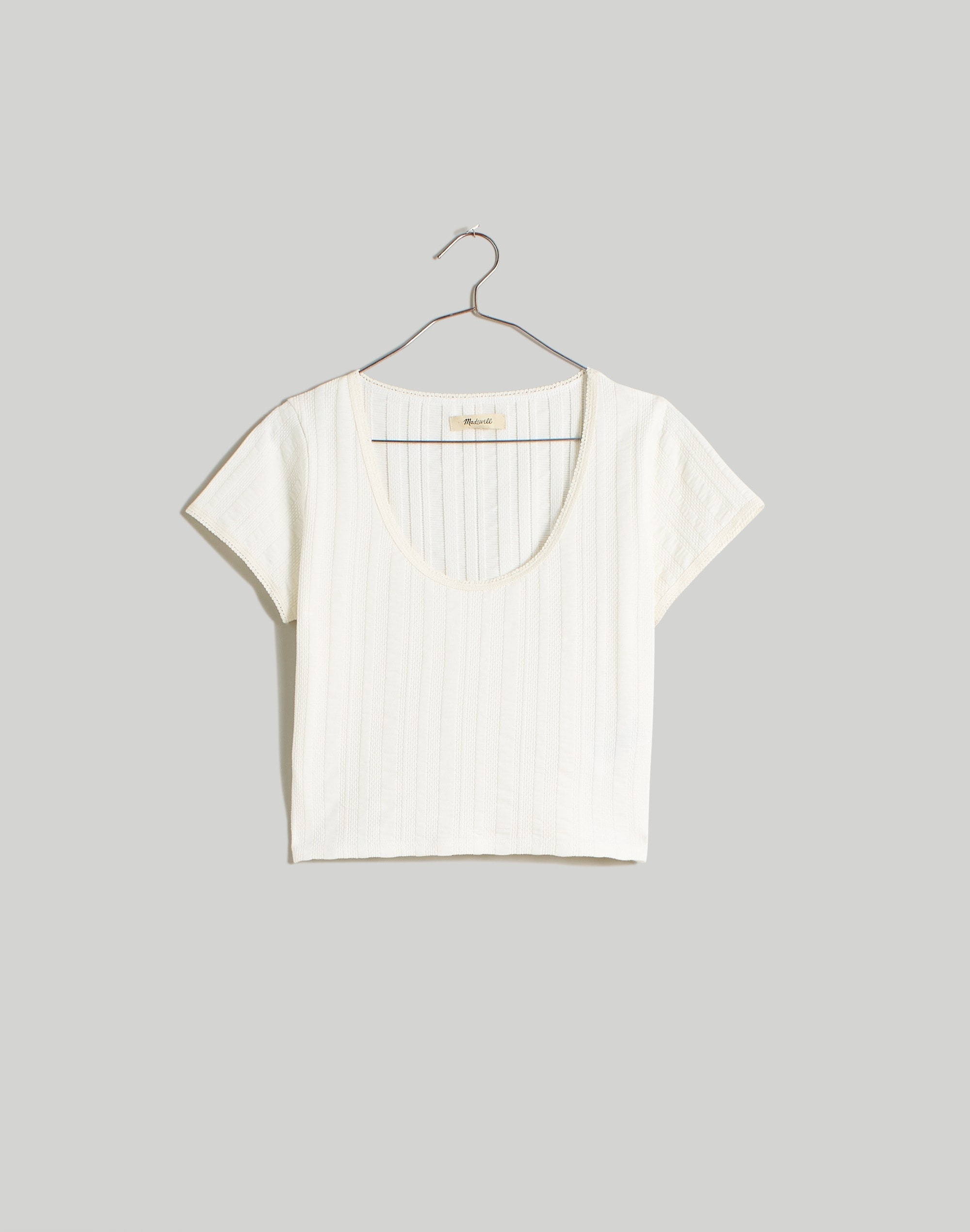 Pointelle Scoopneck Crop Tee