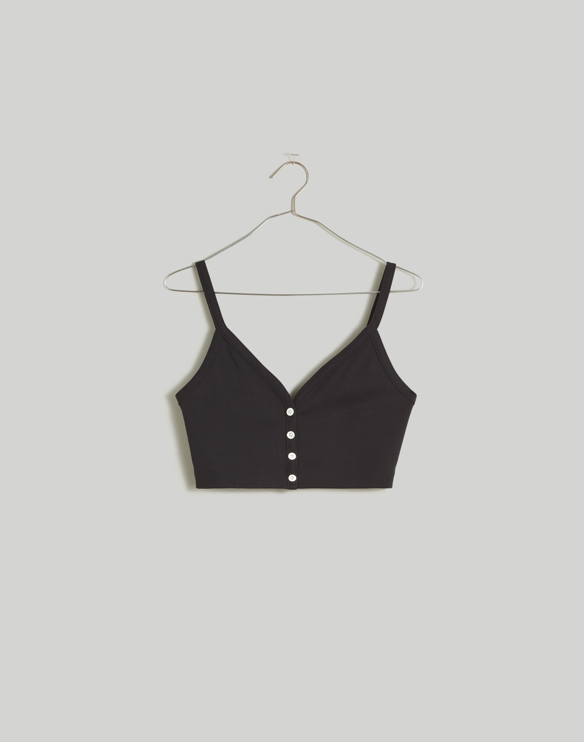 V-Neck Button-Front Crop Tank