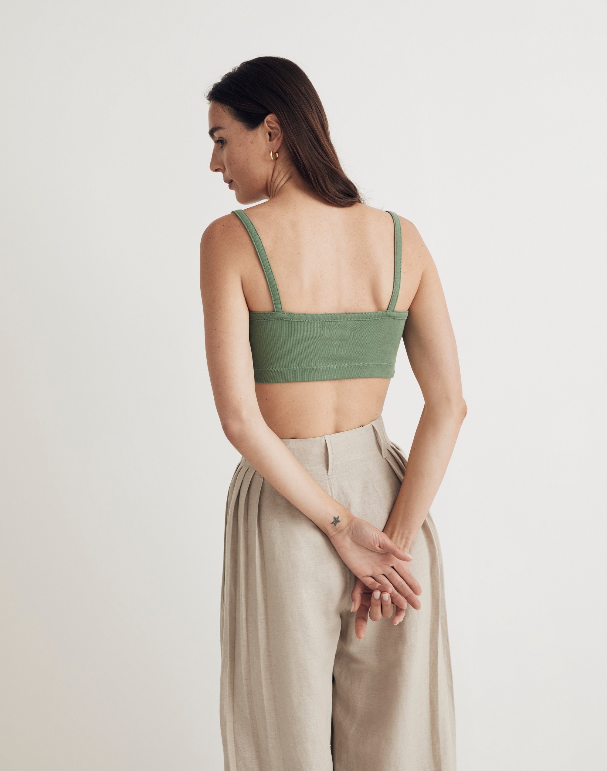 V-Neck Button-Front Crop Tank