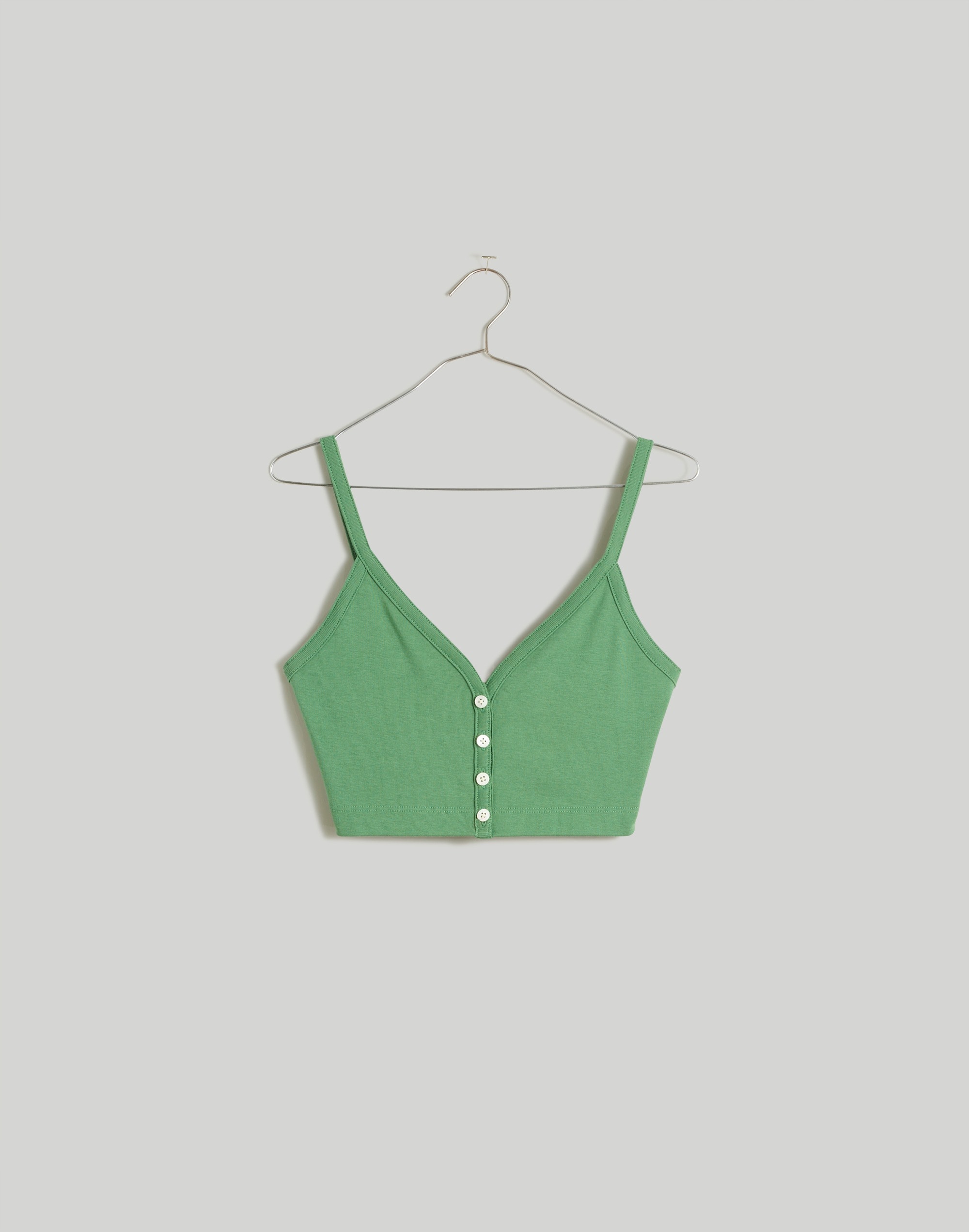 V-Neck Button-Front Crop Tank