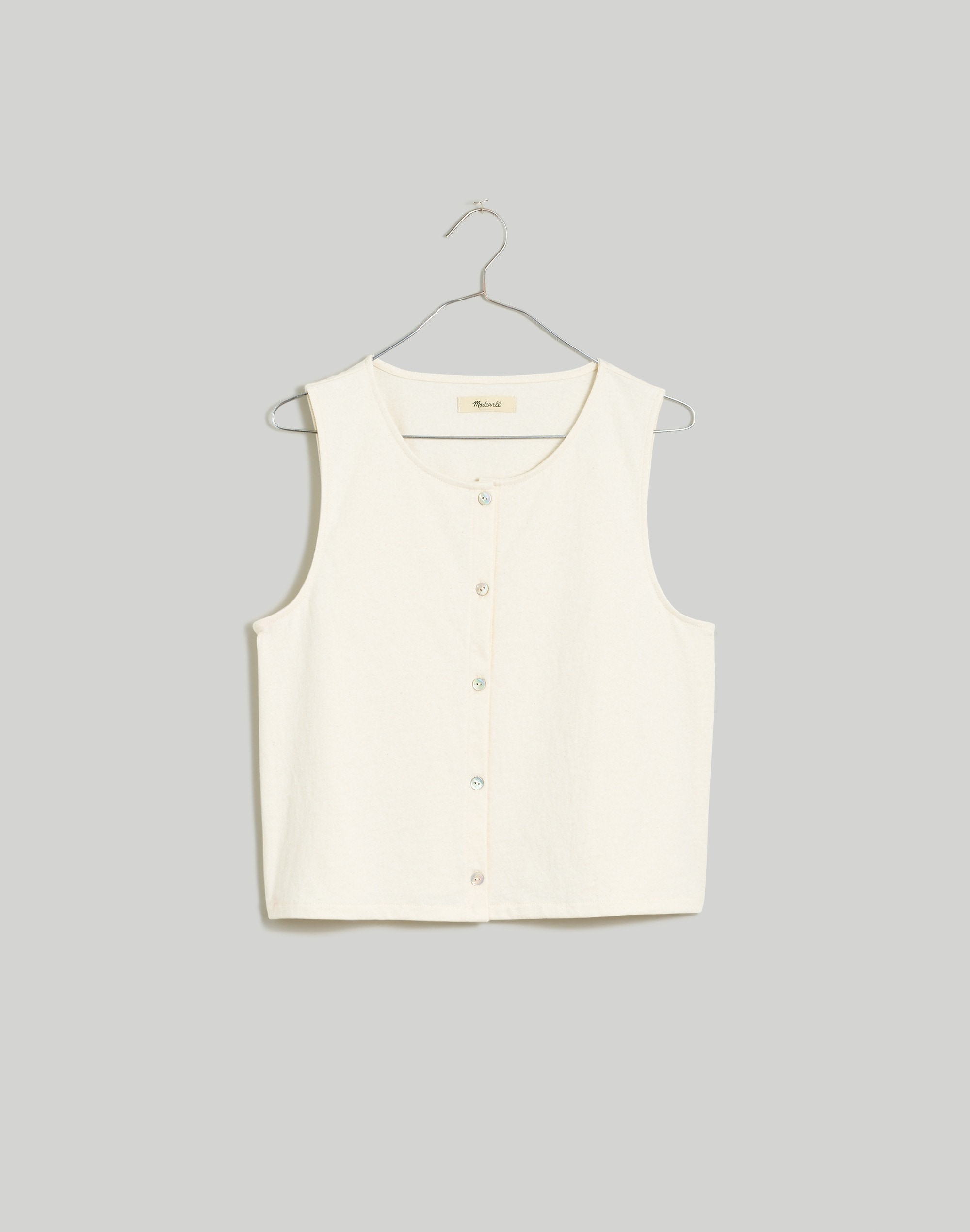 Button-Front Crewneck Crop Tank