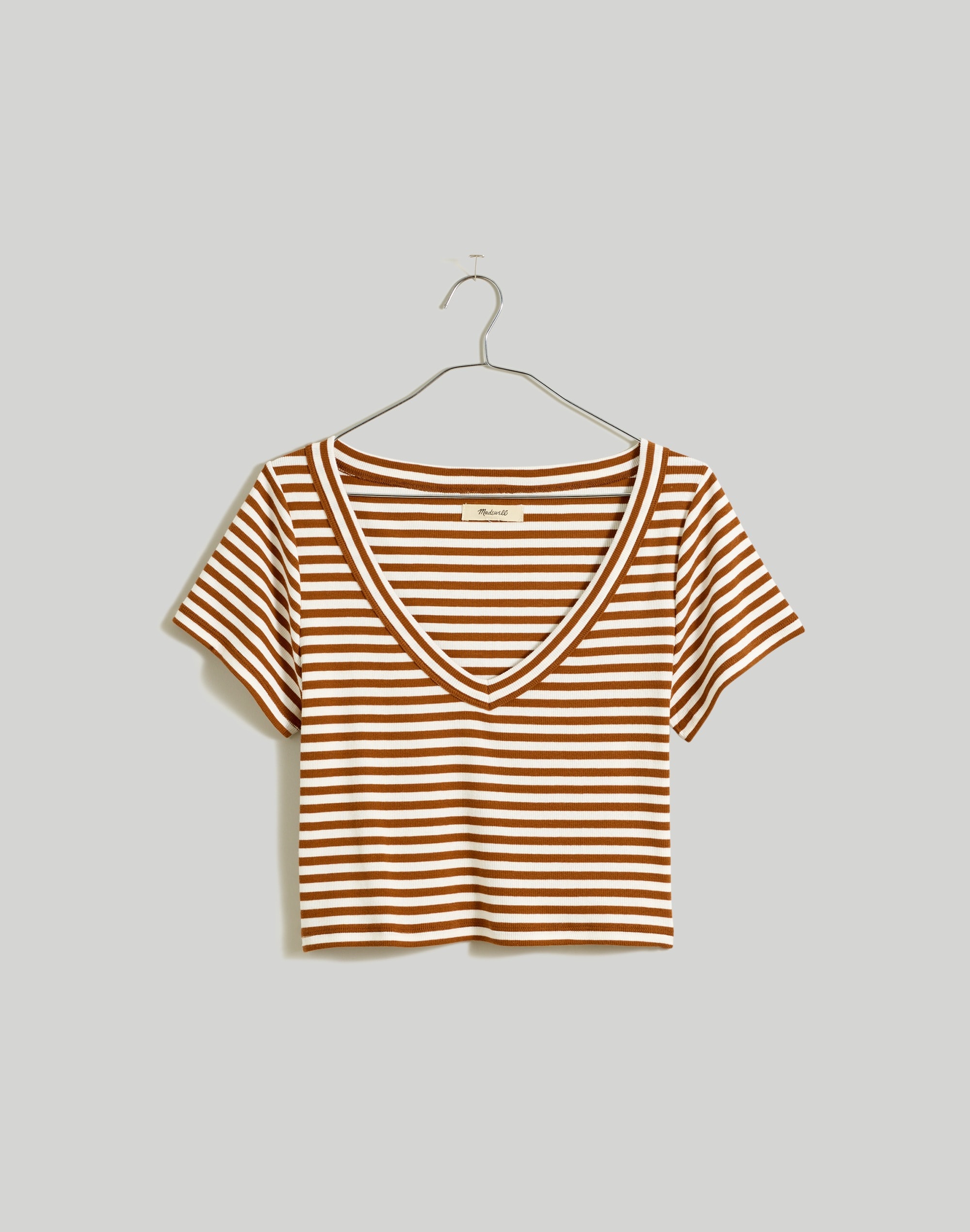 Brightside V-Neck Crop Tee in Stripe