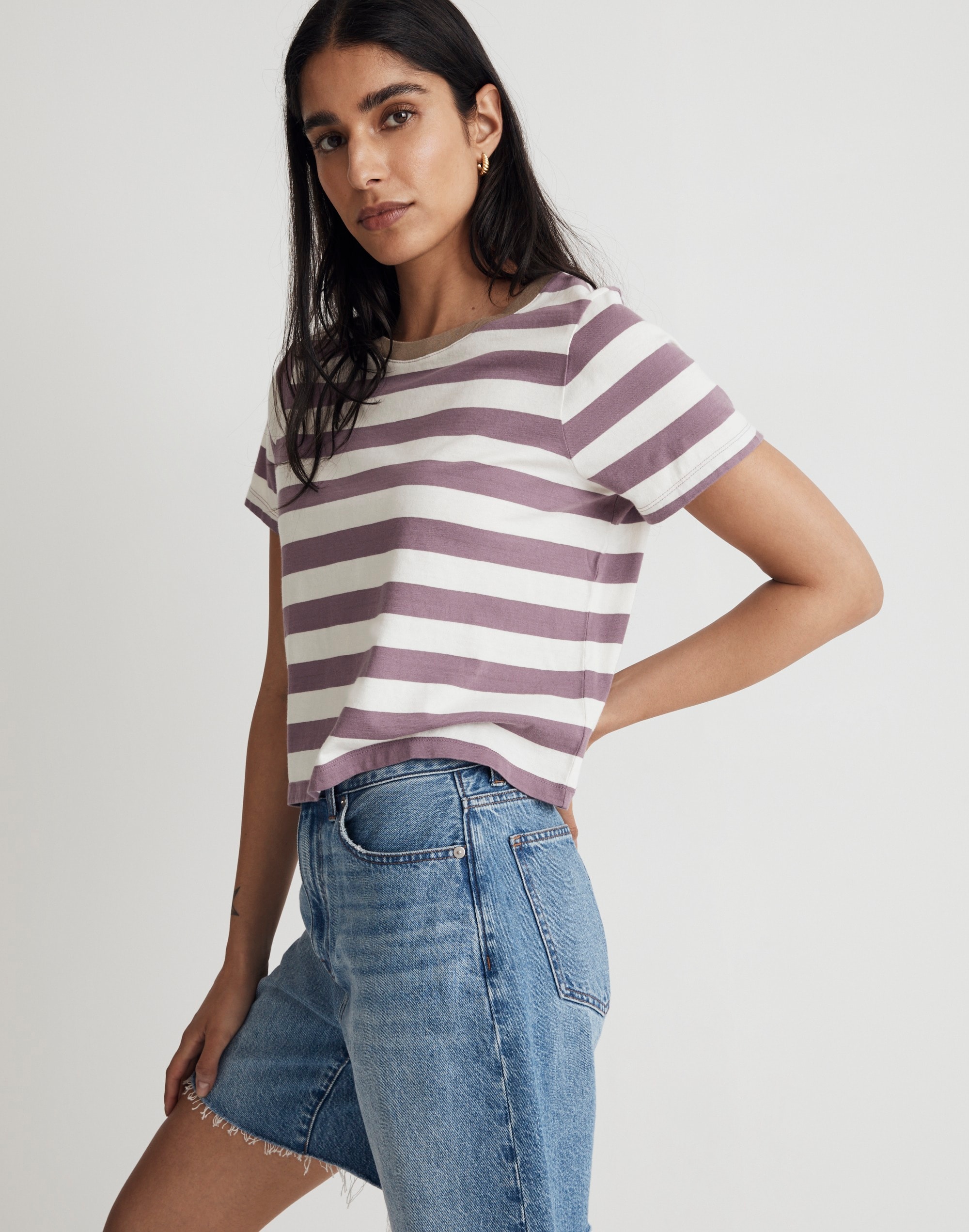 Softfade Cotton Boxy-Crop Tee