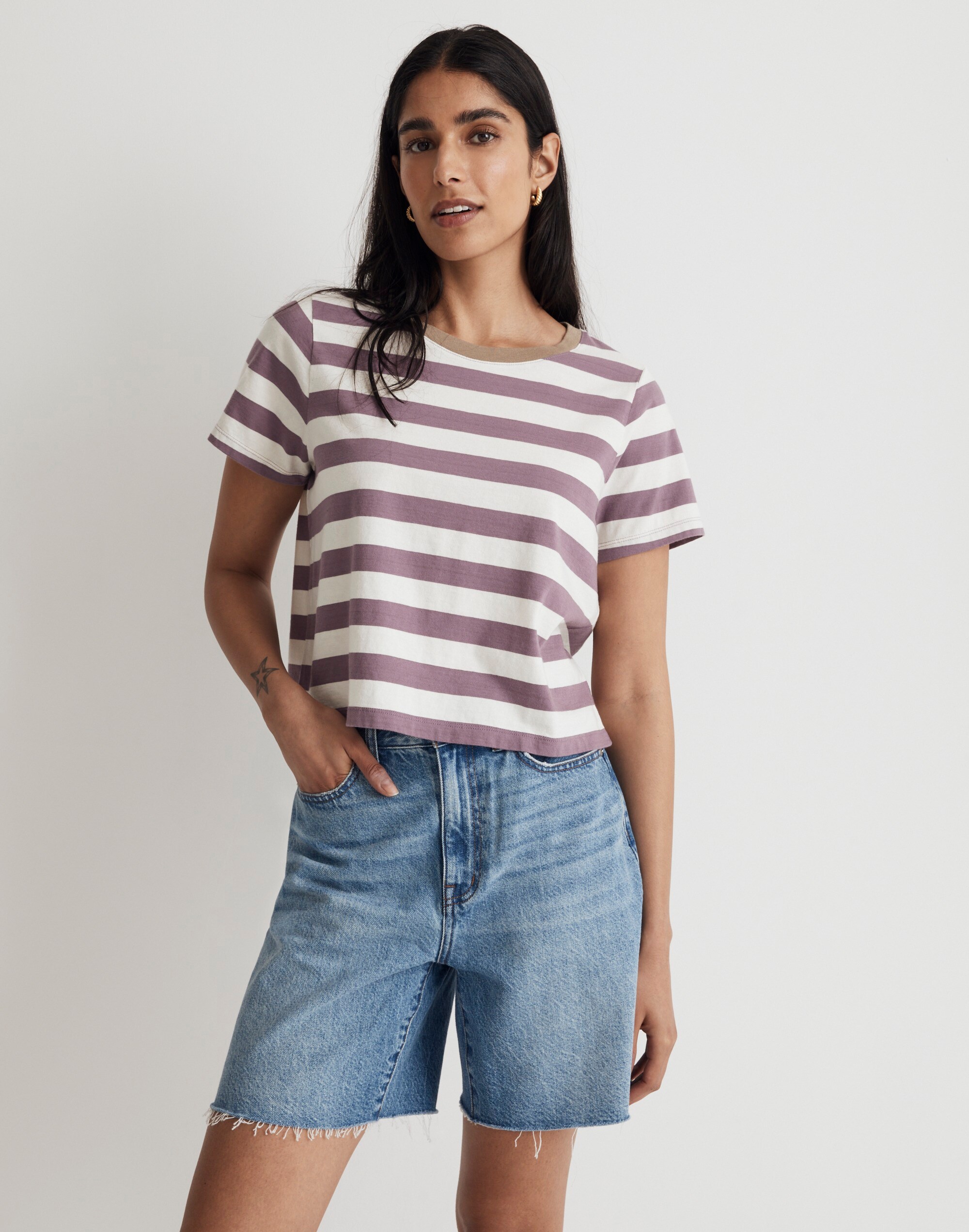 Softfade Cotton Boxy-Crop Tee