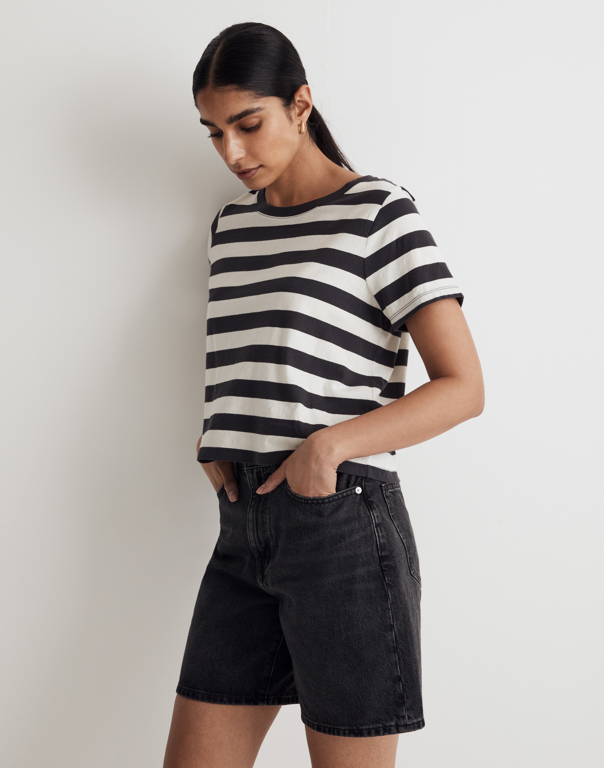 Softfade Cotton Boxy-Crop Tee