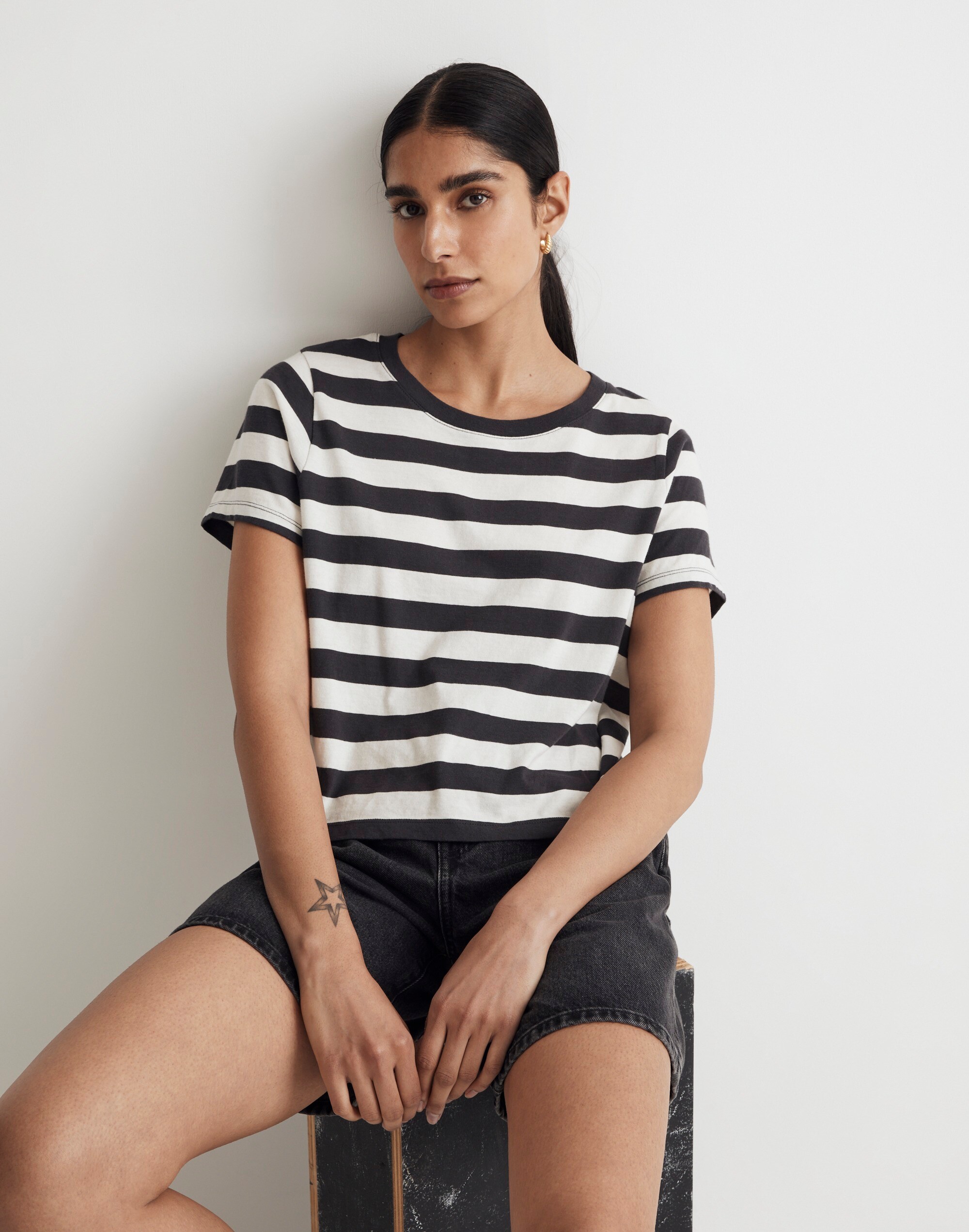 Softfade Cotton Boxy-Crop Tee