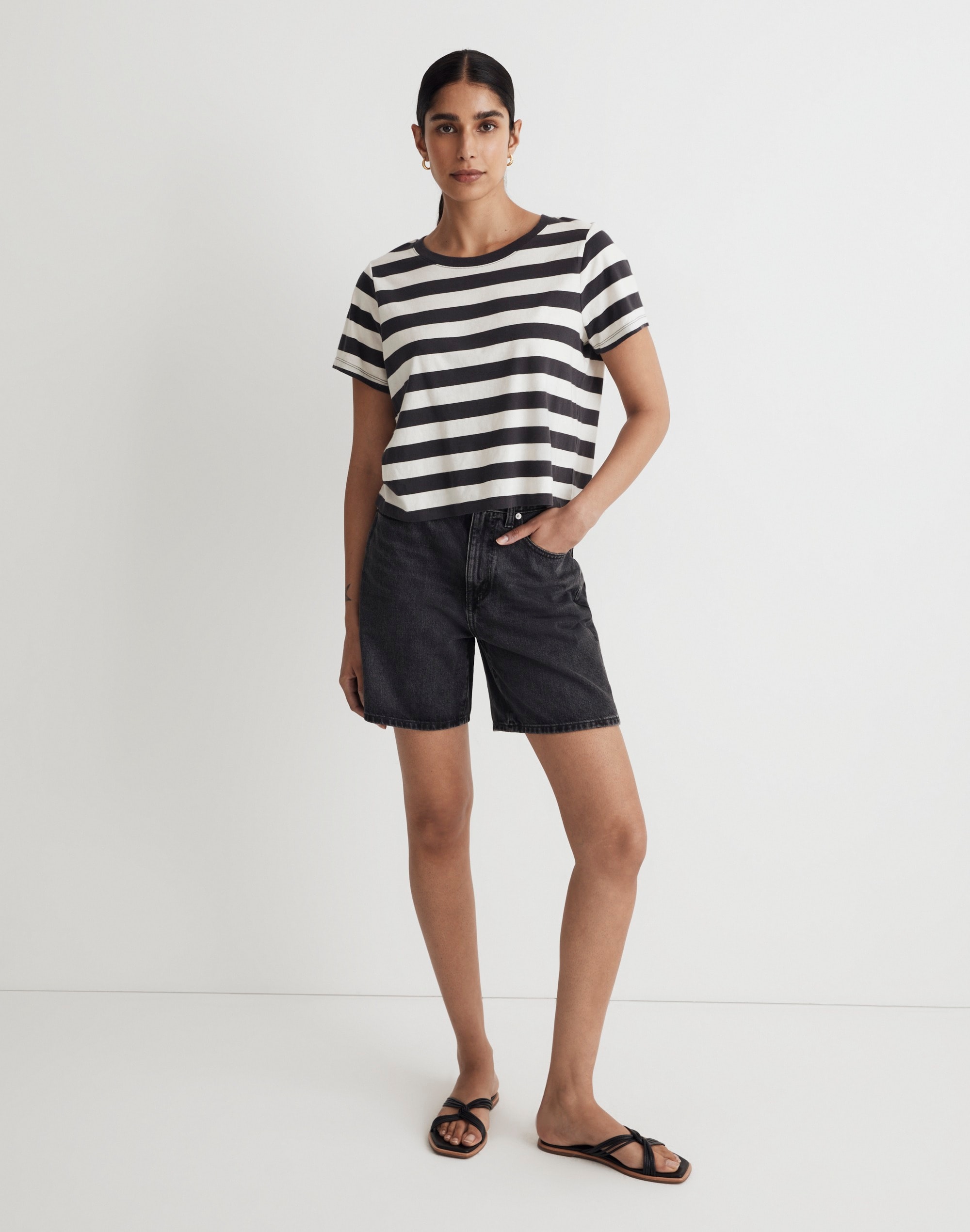 Softfade Cotton Boxy-Crop Tee