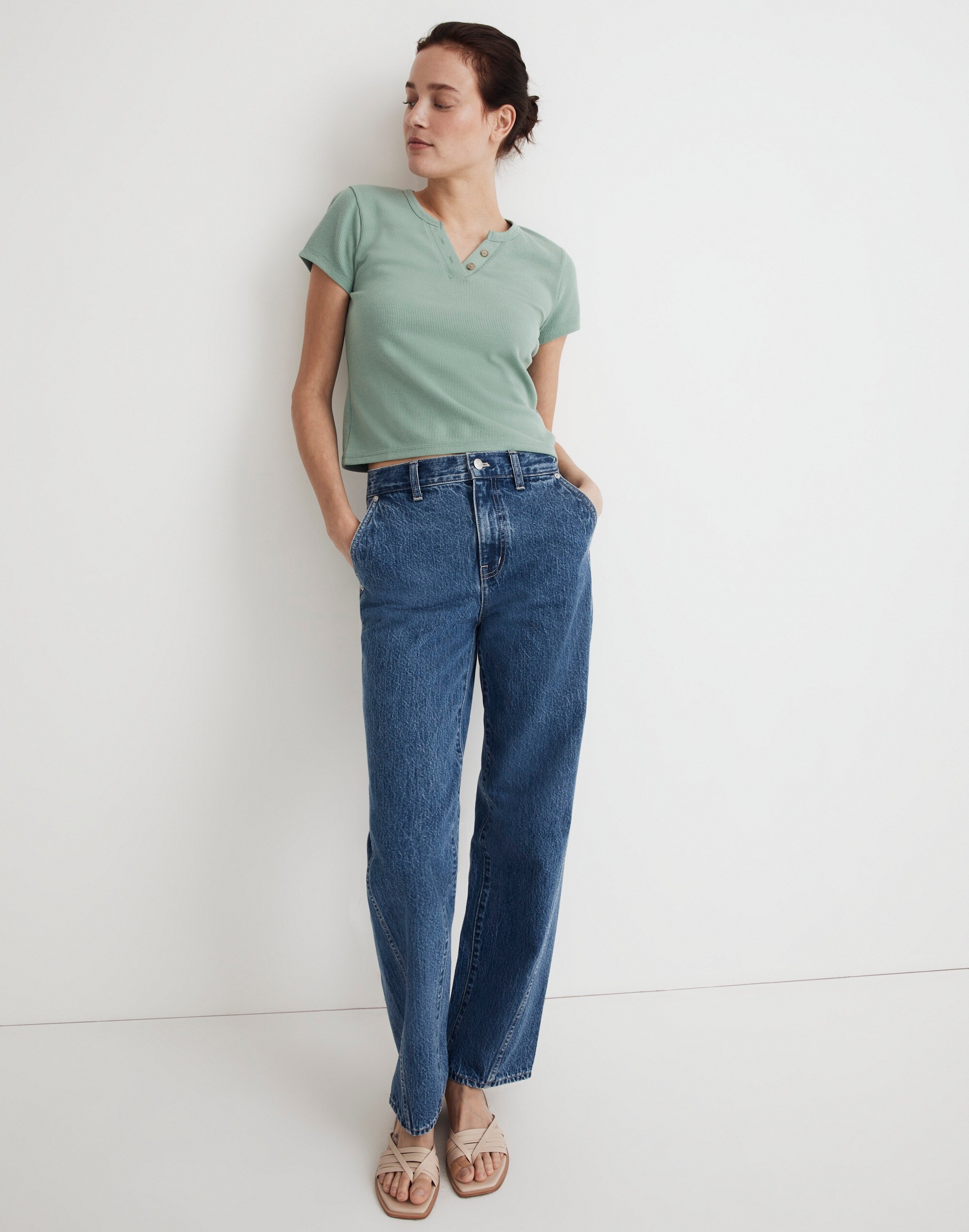 split-neck henley tee