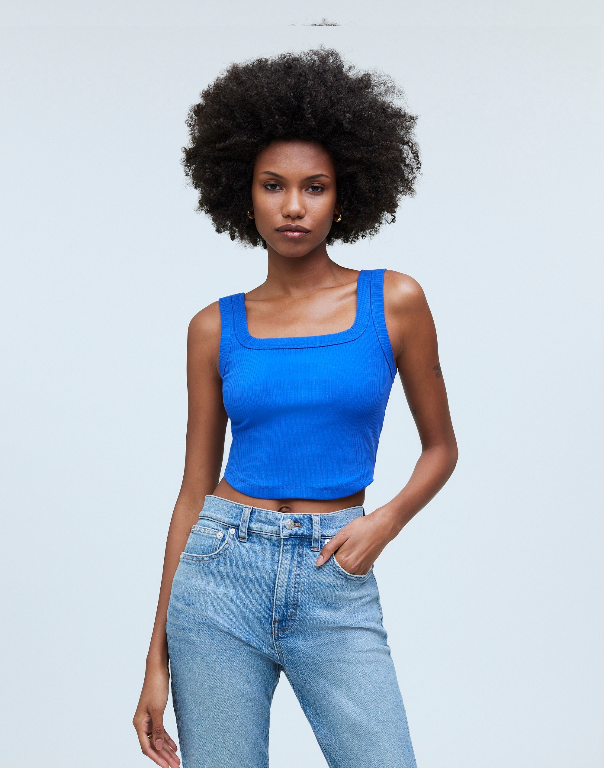 Mw The Tailored Crop Tank In Pure Blue