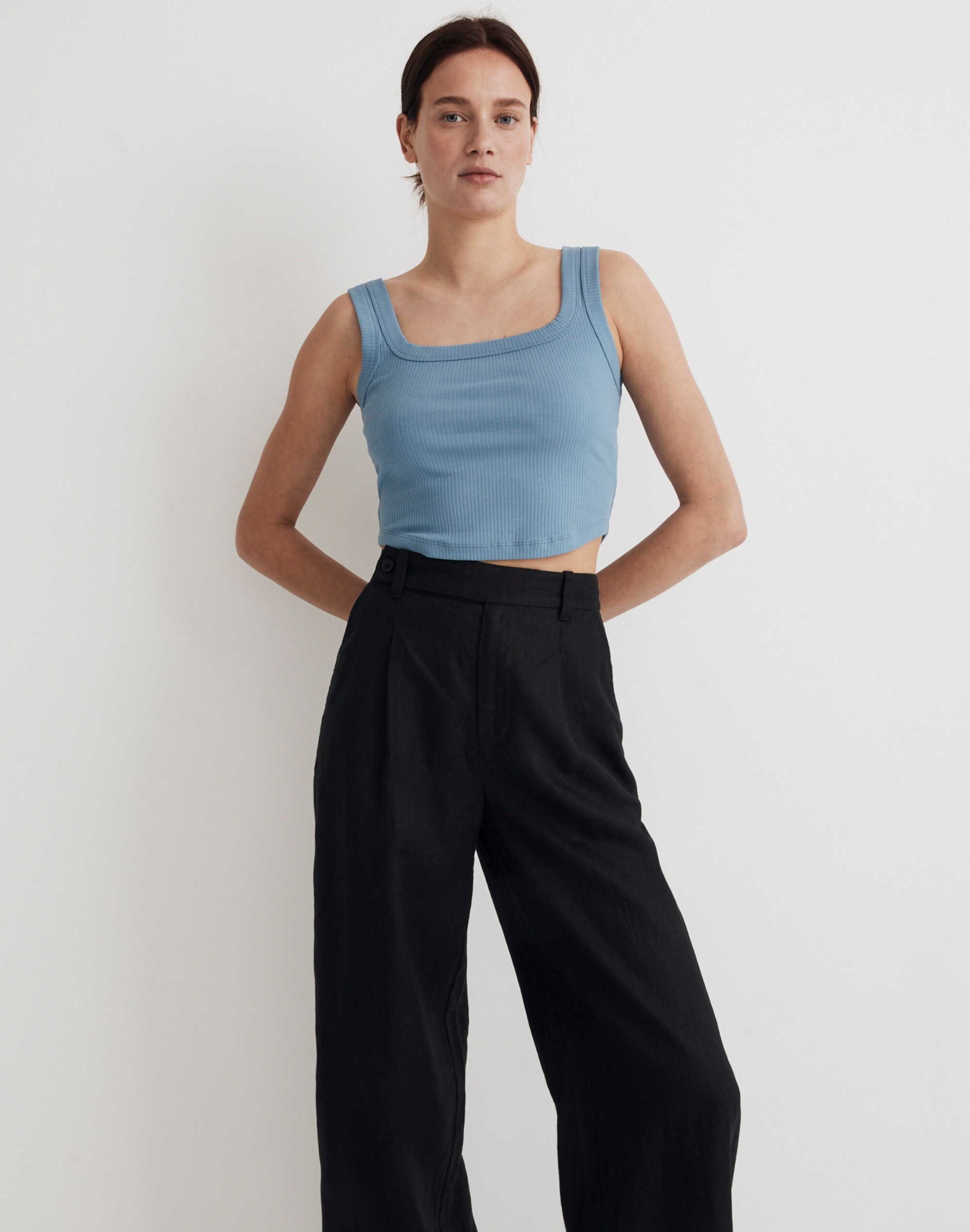 Mw The Tailored Crop Tank In Tranquil Lake