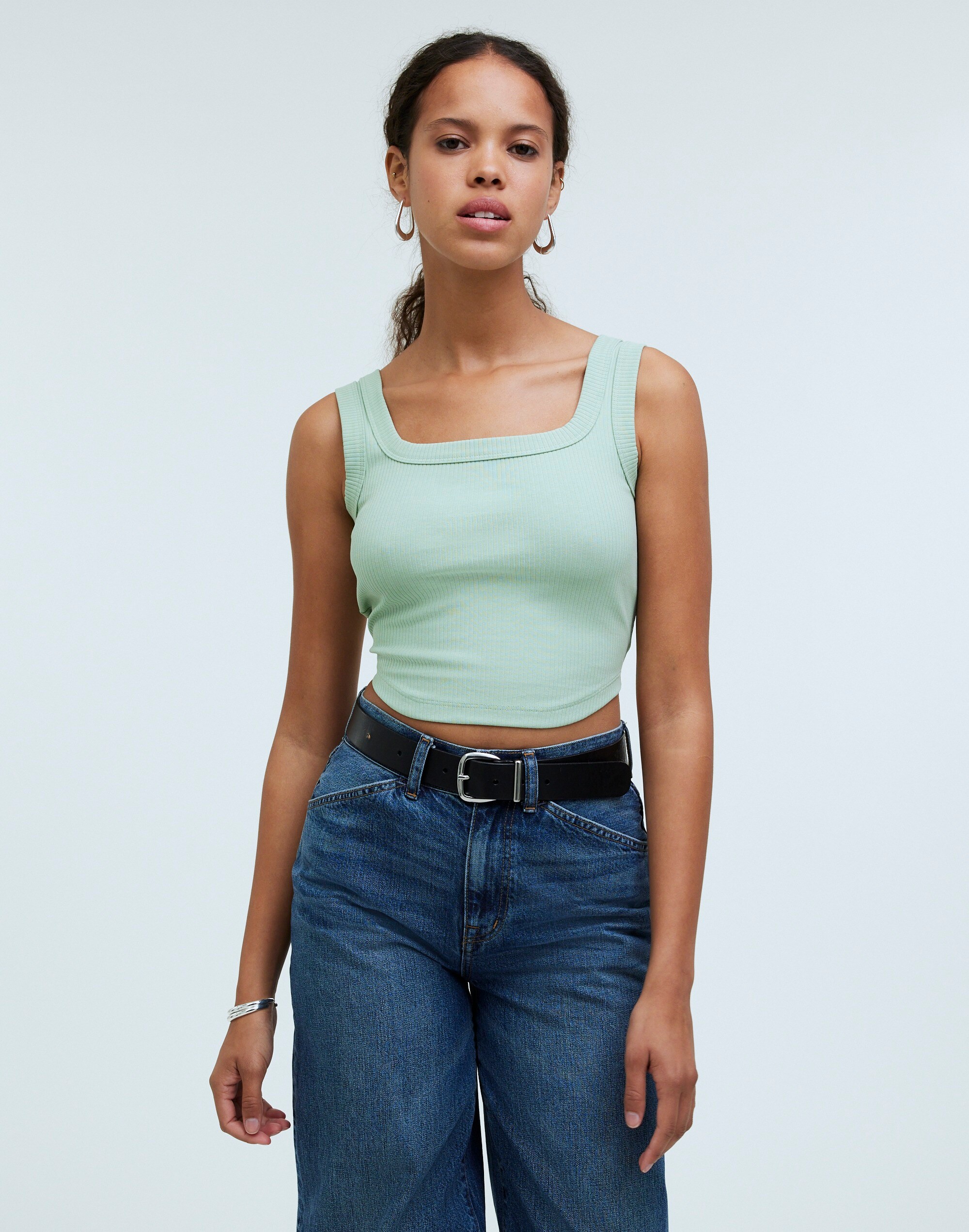 Shop Mw The Tailored Crop Tank In Pistachio