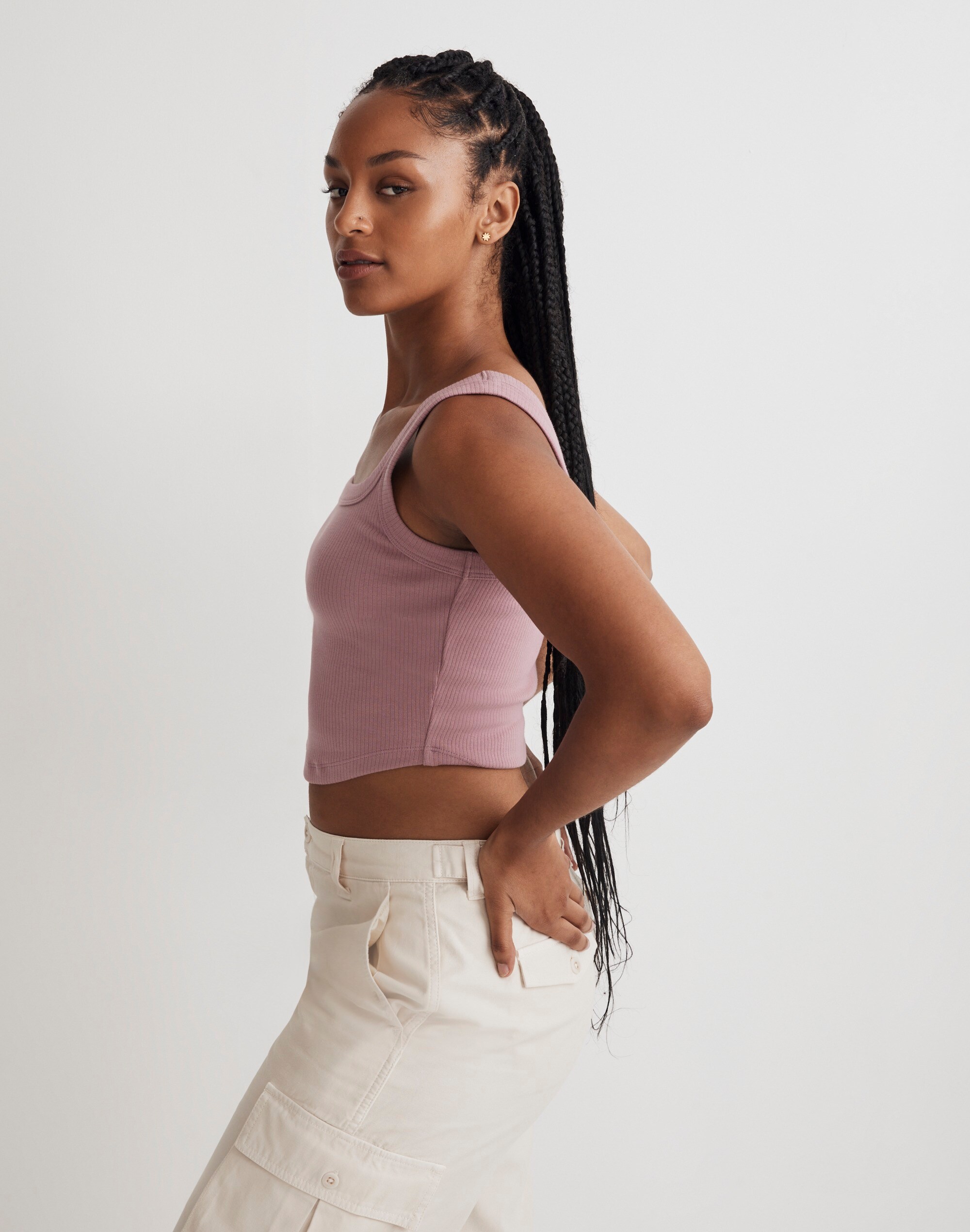 Shop Mw The Tailored Crop Tank In Woodrose