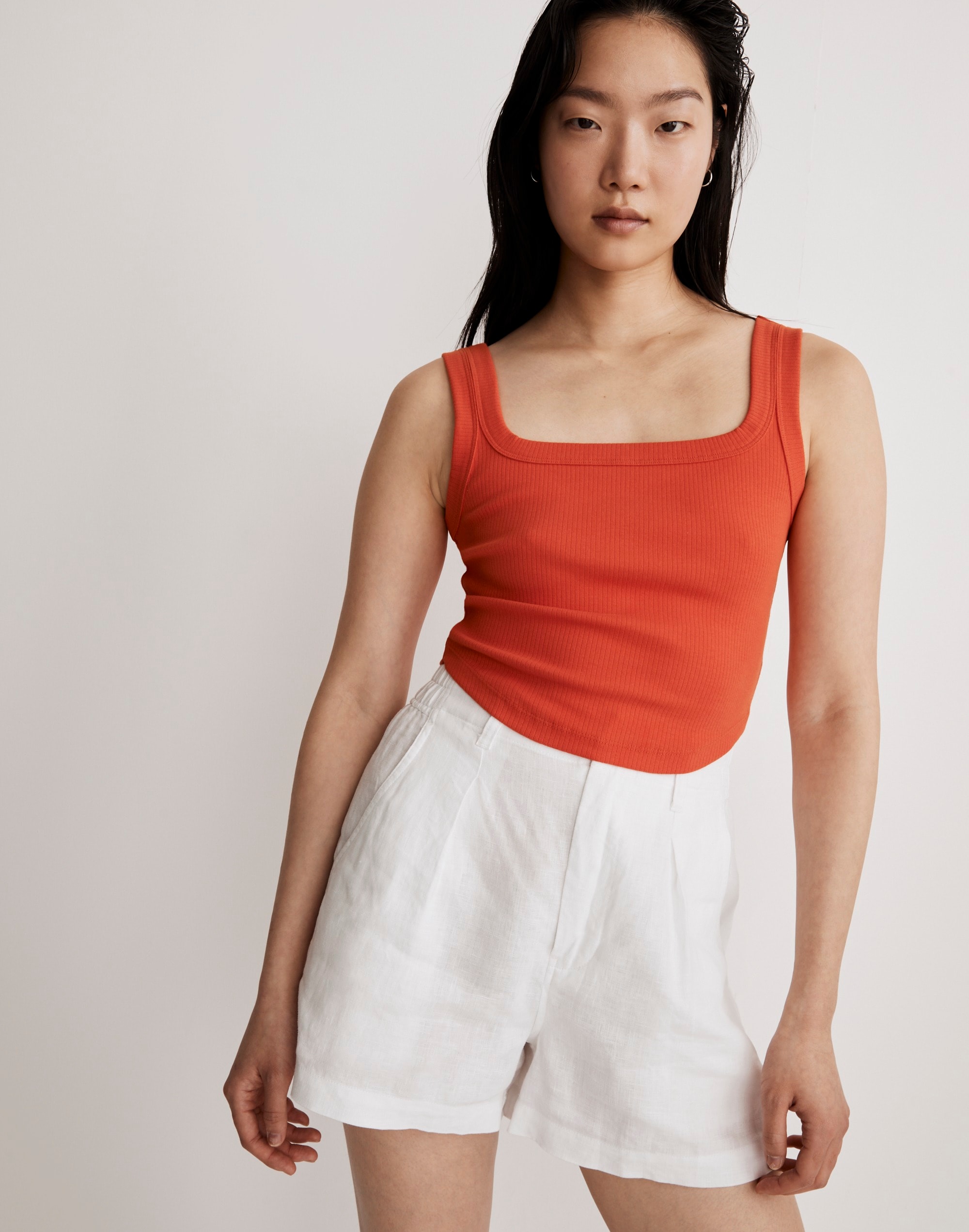 Mw The Tailored Crop Tank In Bright Poppy