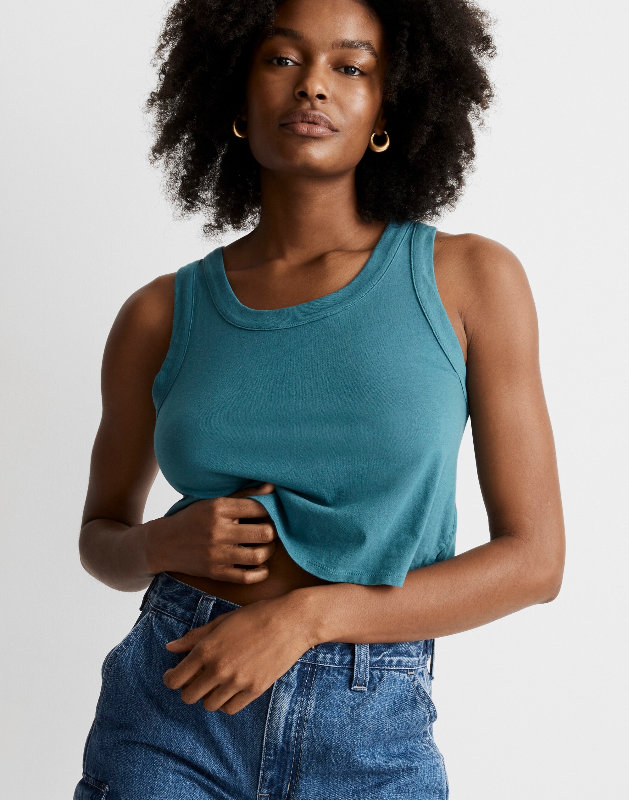 Softfade Cotton Boxy-Crop Tank