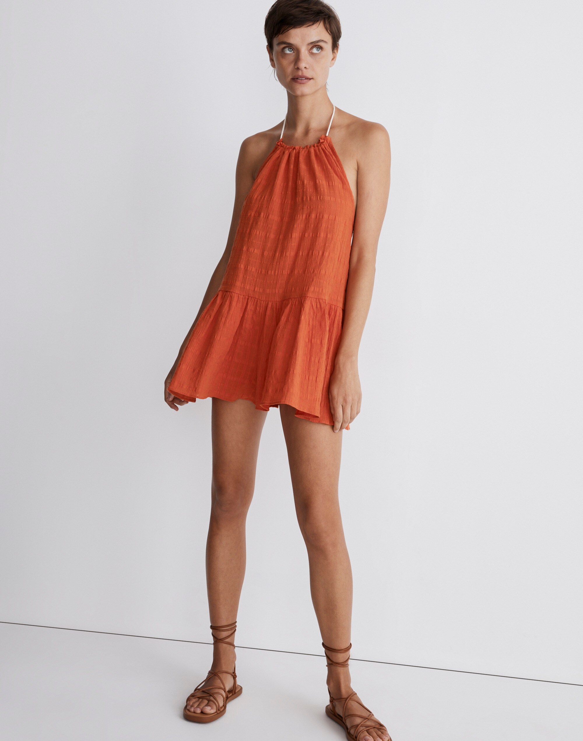 Printed Halter Neck Romper and Cover Up Set