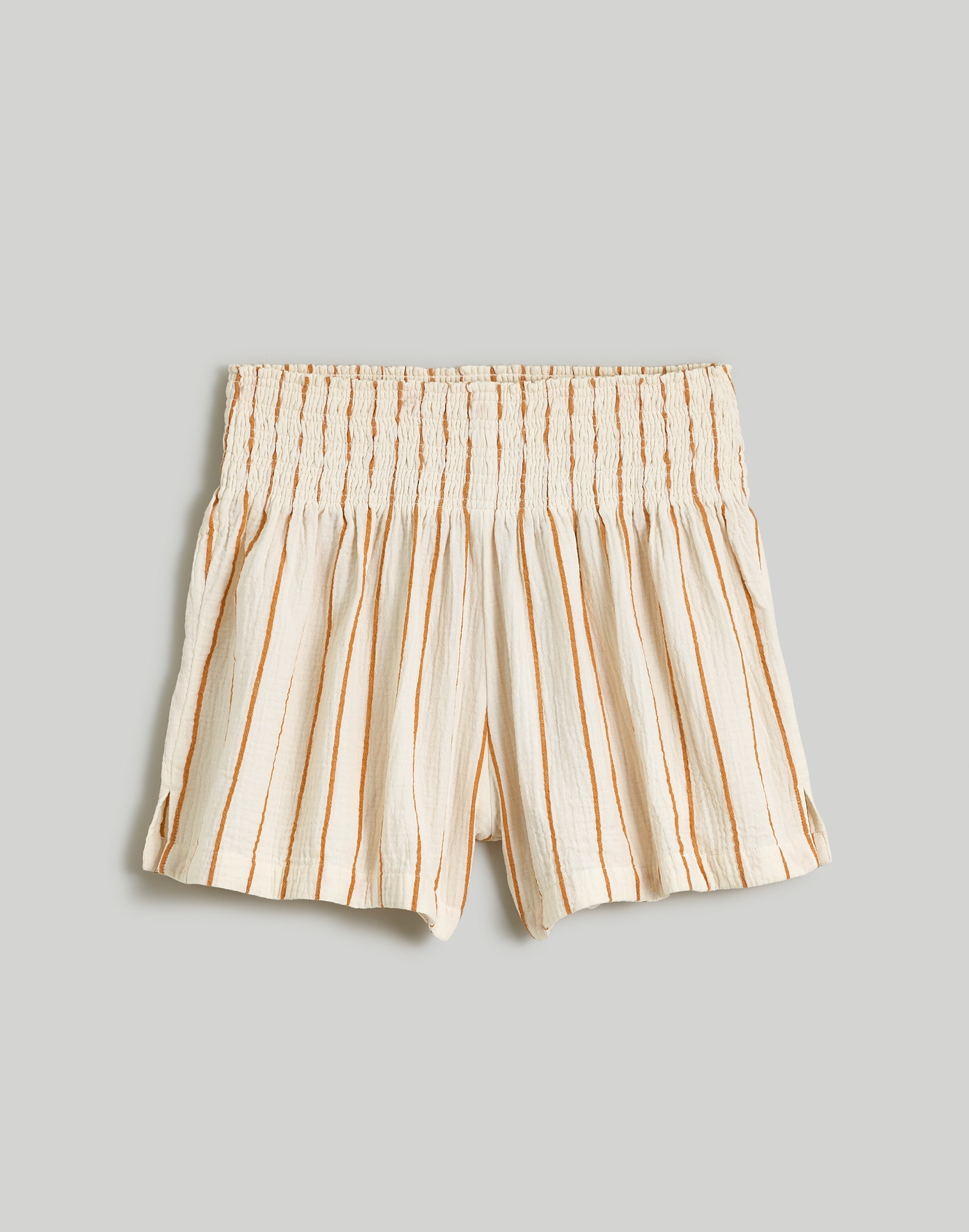 Lightspun Smocked High-Rise Shorts in Stripe