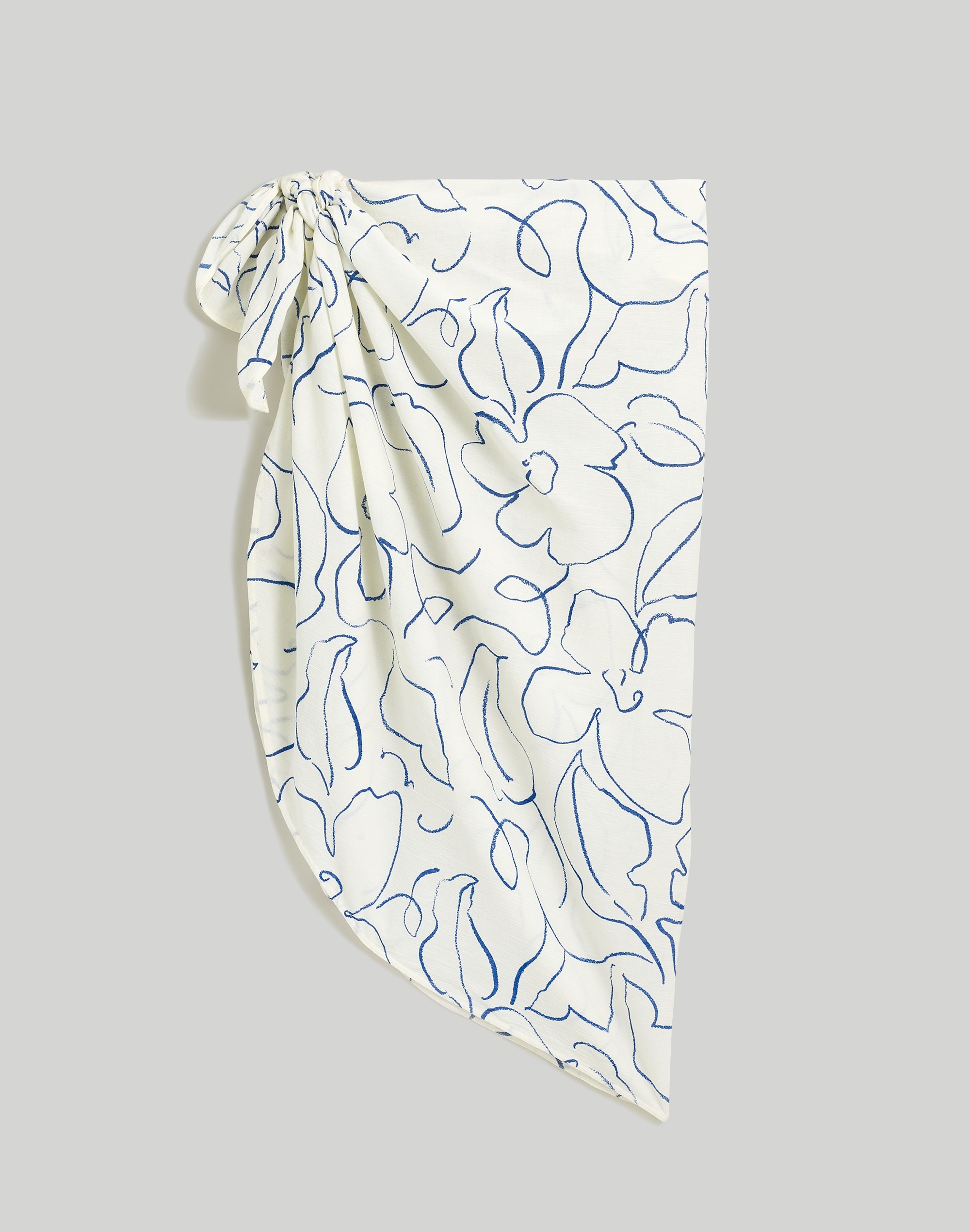 Crinkle Cotton Sarong in Linear Bloom