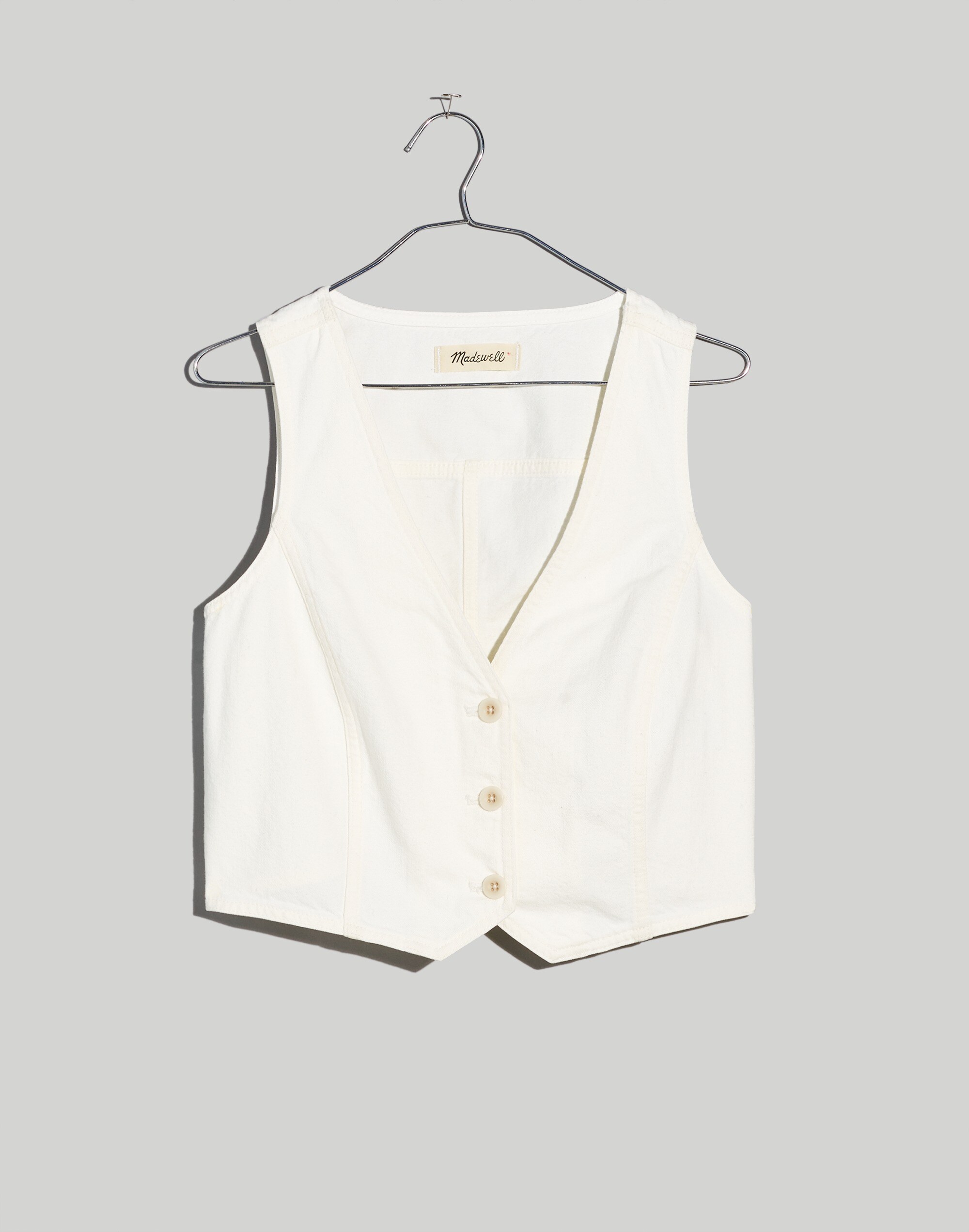 Katrina Denim Crop Vest Top in Tile White