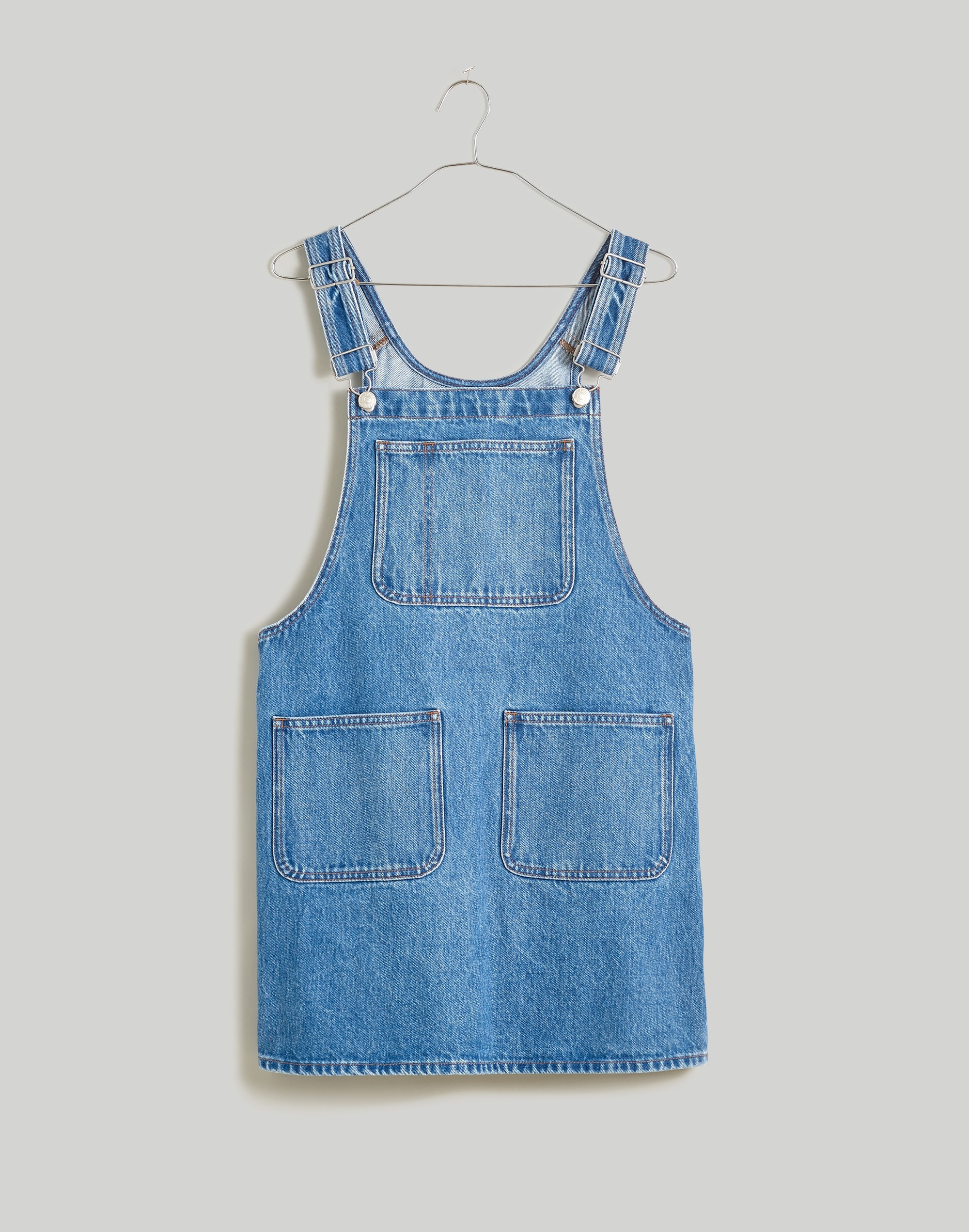 Denim Overall Mini Dress in Groveson Wash