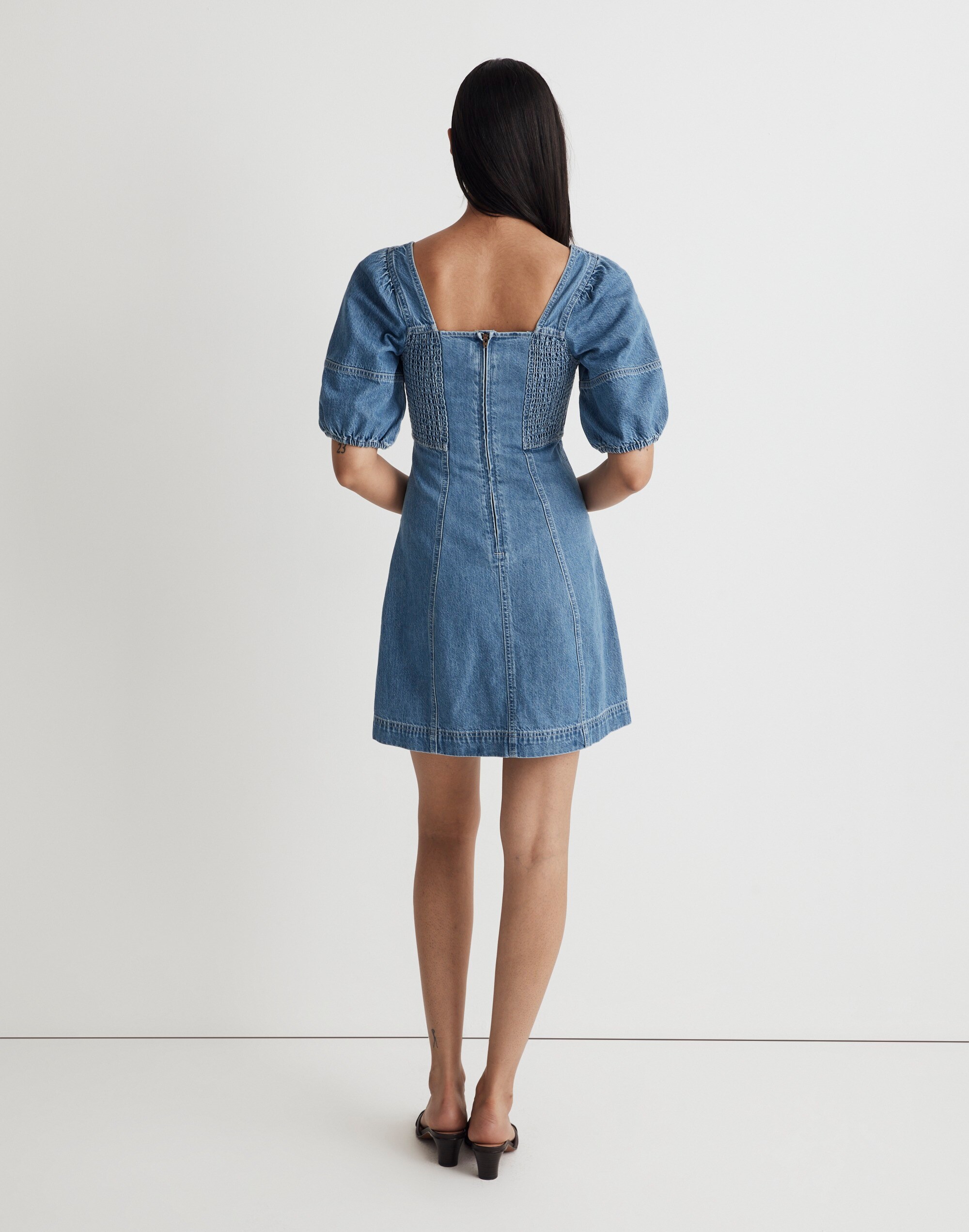 Petite Denim Maisie Mini Dress in Fennwood Wash