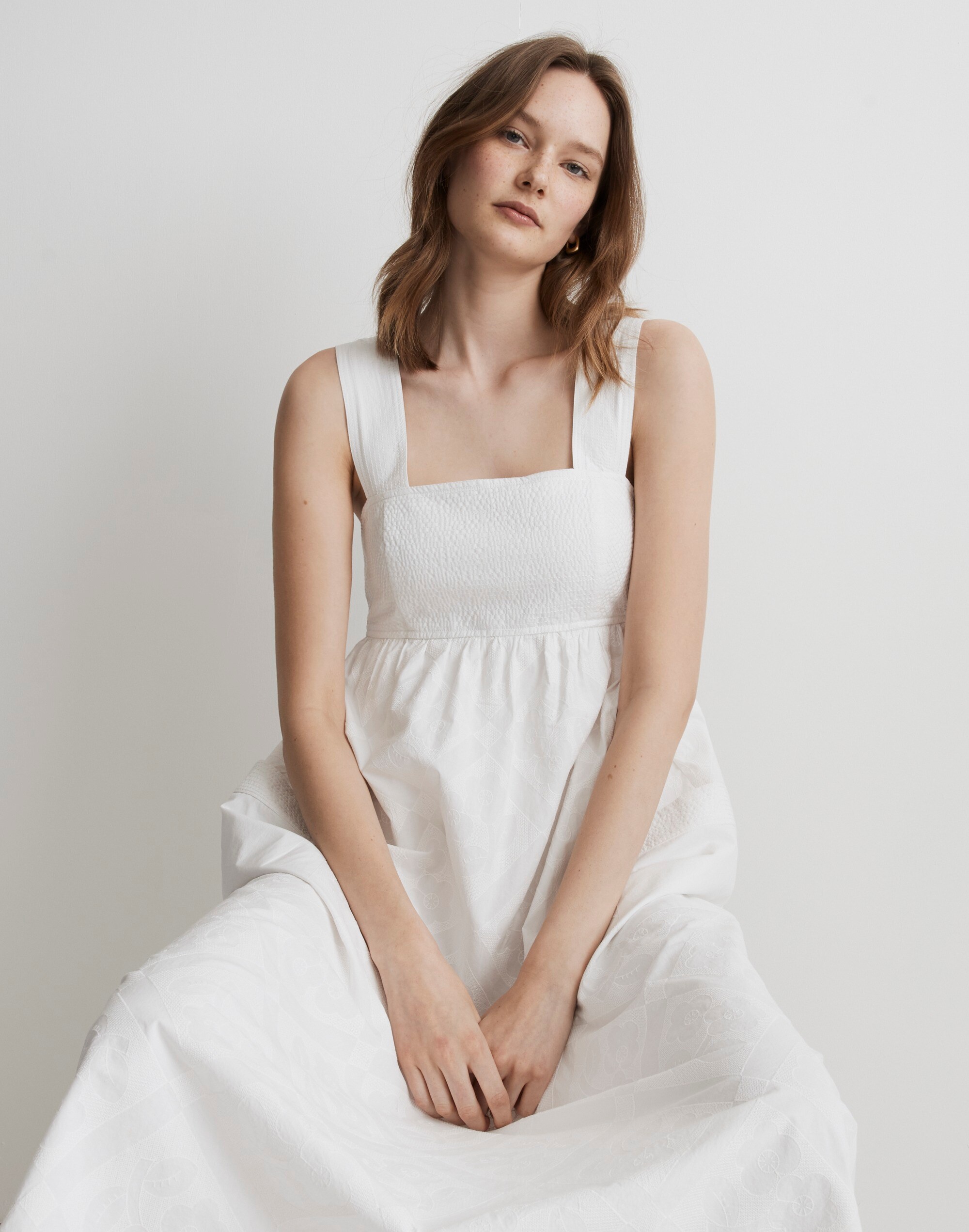 Maddy Poplin Cutout Empire-Waist Midi Dress